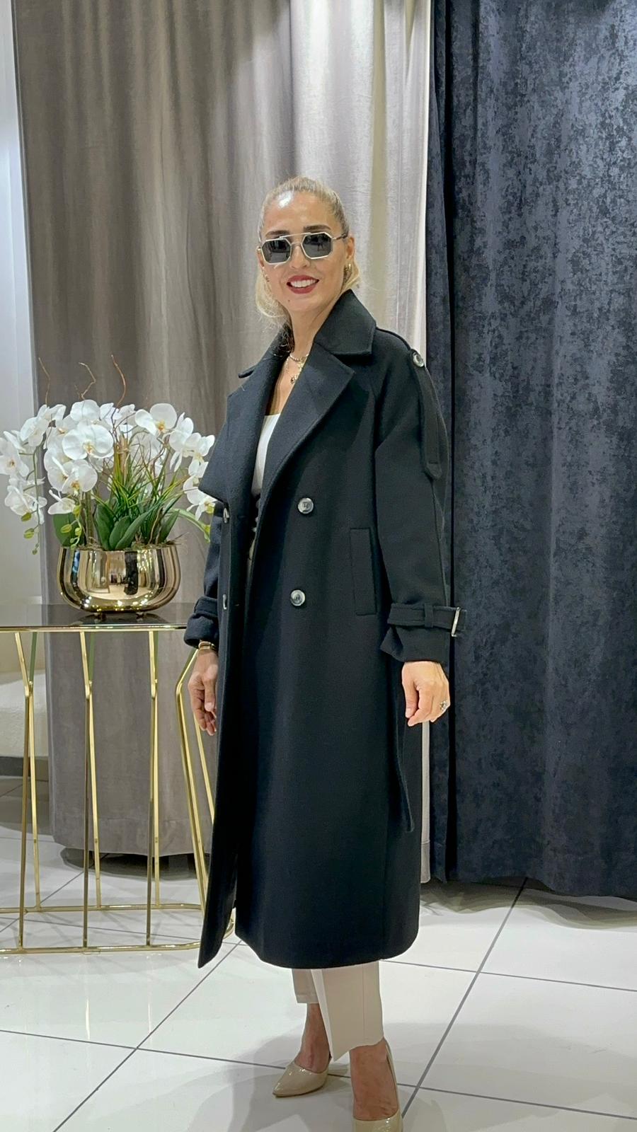 KAŞMİR KABAN APOLET VE PELERİN DETAY MODEL  - SİYAH