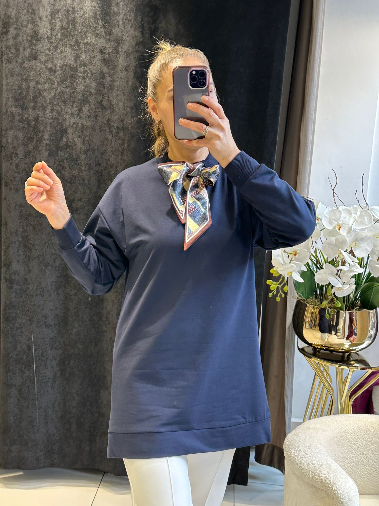 FLAR DETAY BEYZİK İKİ İPLİK PENYE TUNİK  - LACI