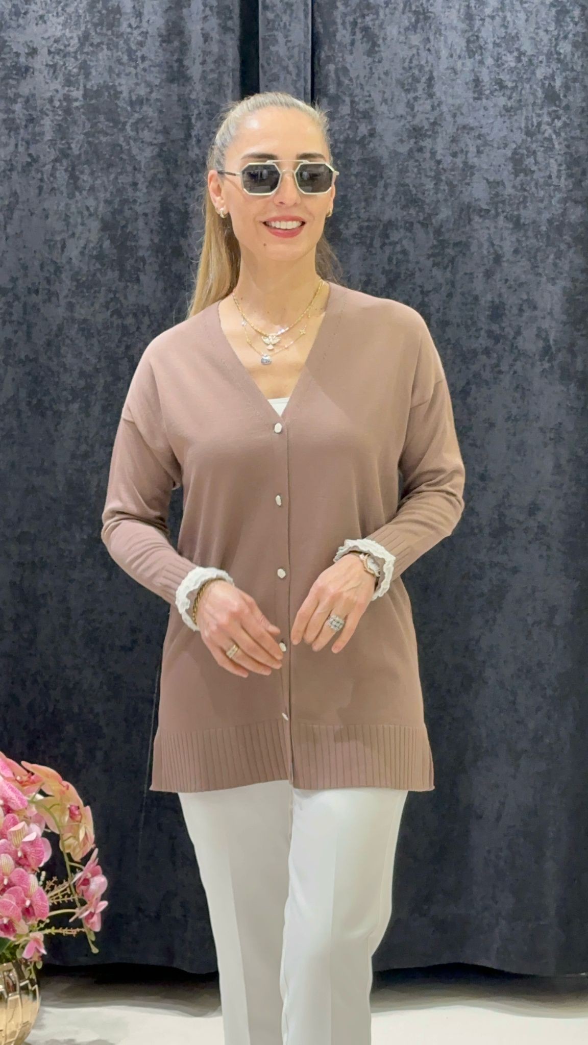 KOLLARI TÜLLÜ SOĞUK İP MESERİZE HIRKA