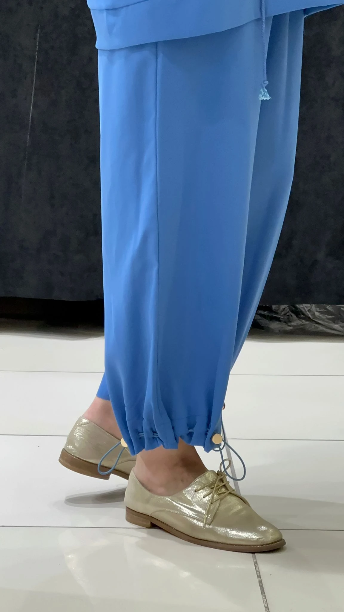 LİNDA KUMAŞ KAPİŞONLU TUNİK PANTOLON İKİLİ TAKIM - İNDİGO