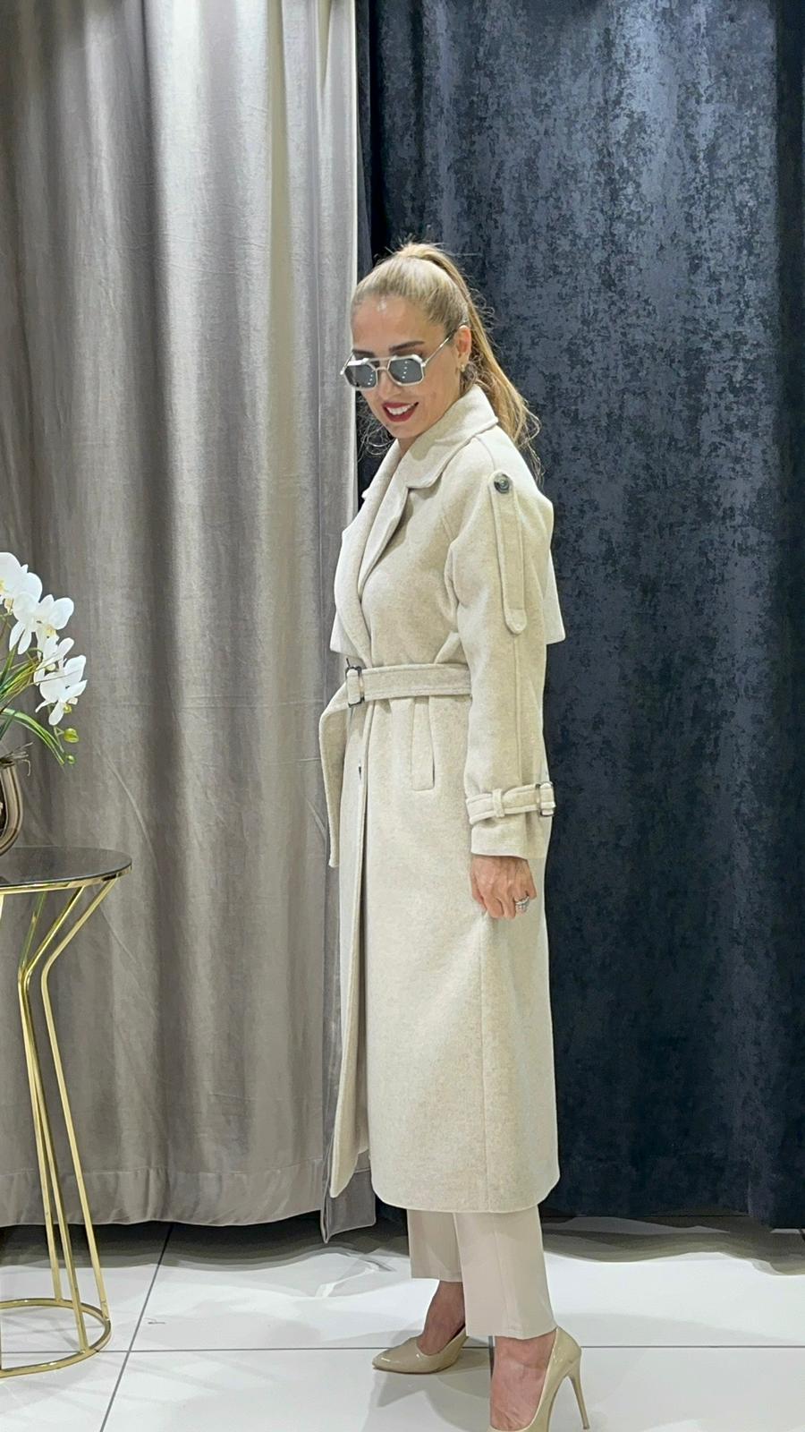 KAŞMİR KABAN APOLET VE PELERİN DETAY MODEL  - A.BEJ