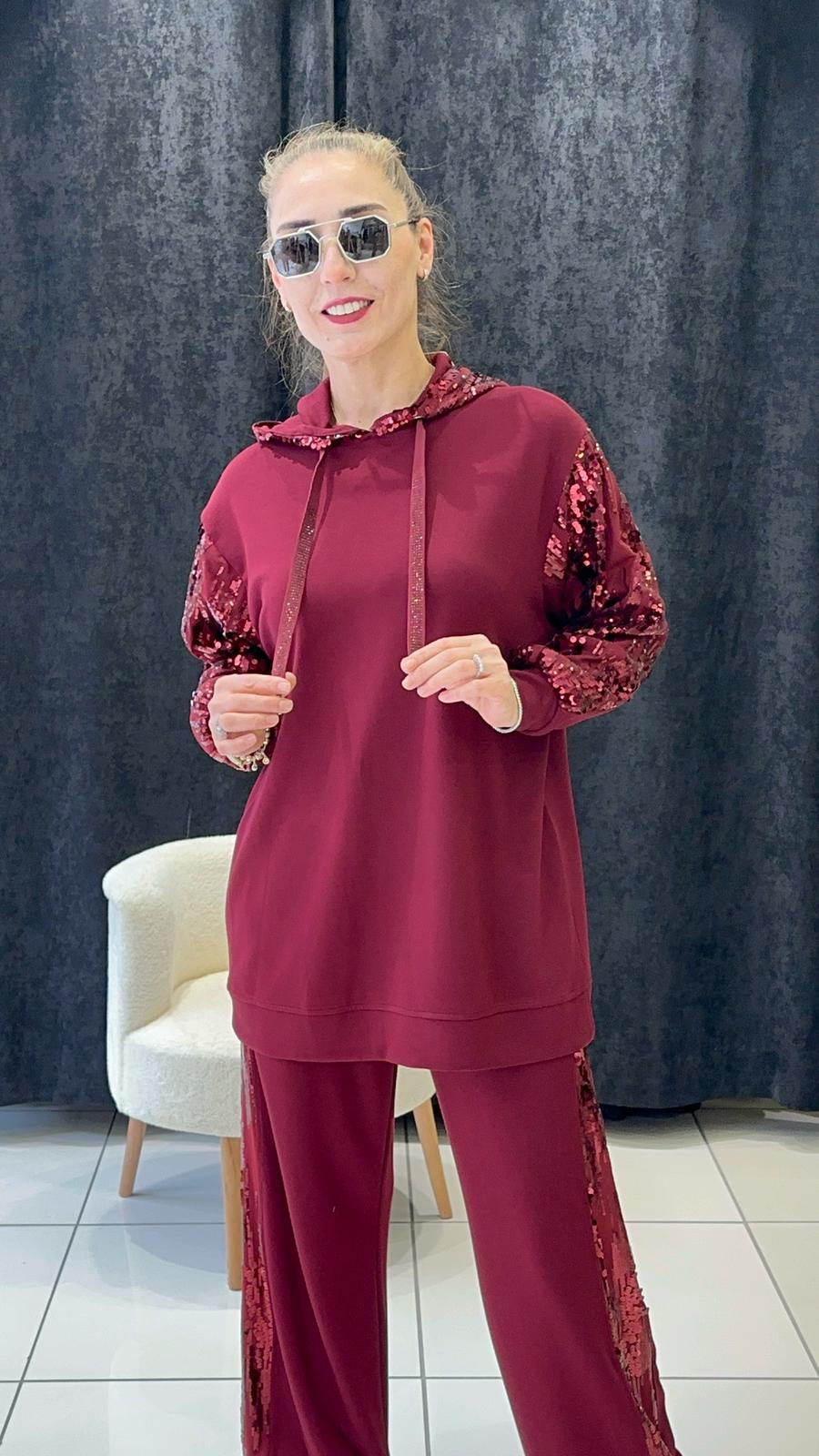 OYSHO MODAL KUMAŞ PUL DETAY PANTOLON İKİLİ TAKIM