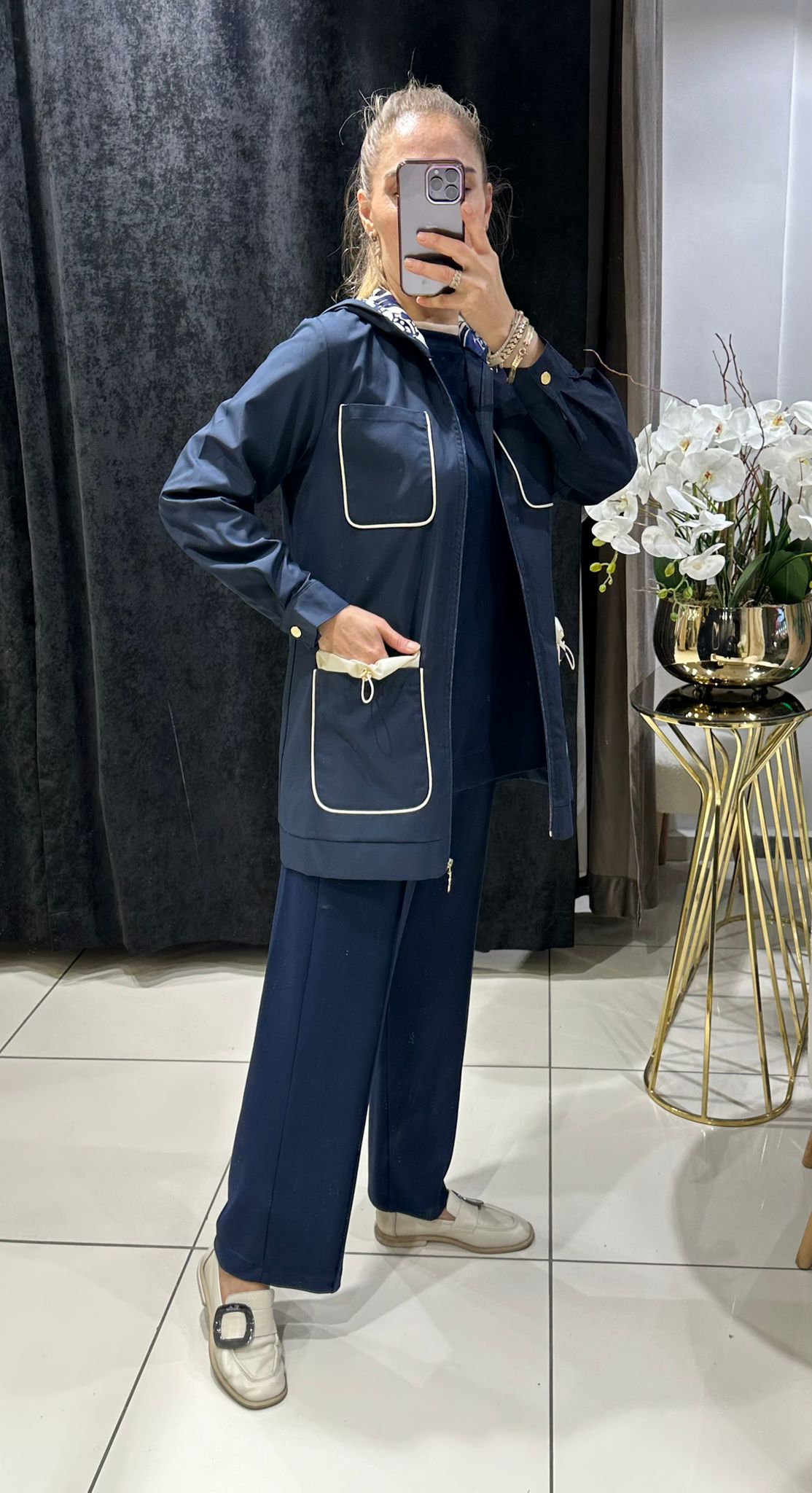 YAĞMURLUK BAMBIR  CEKET DETAYLI ÜÇLÜ TAKIM  - LACI