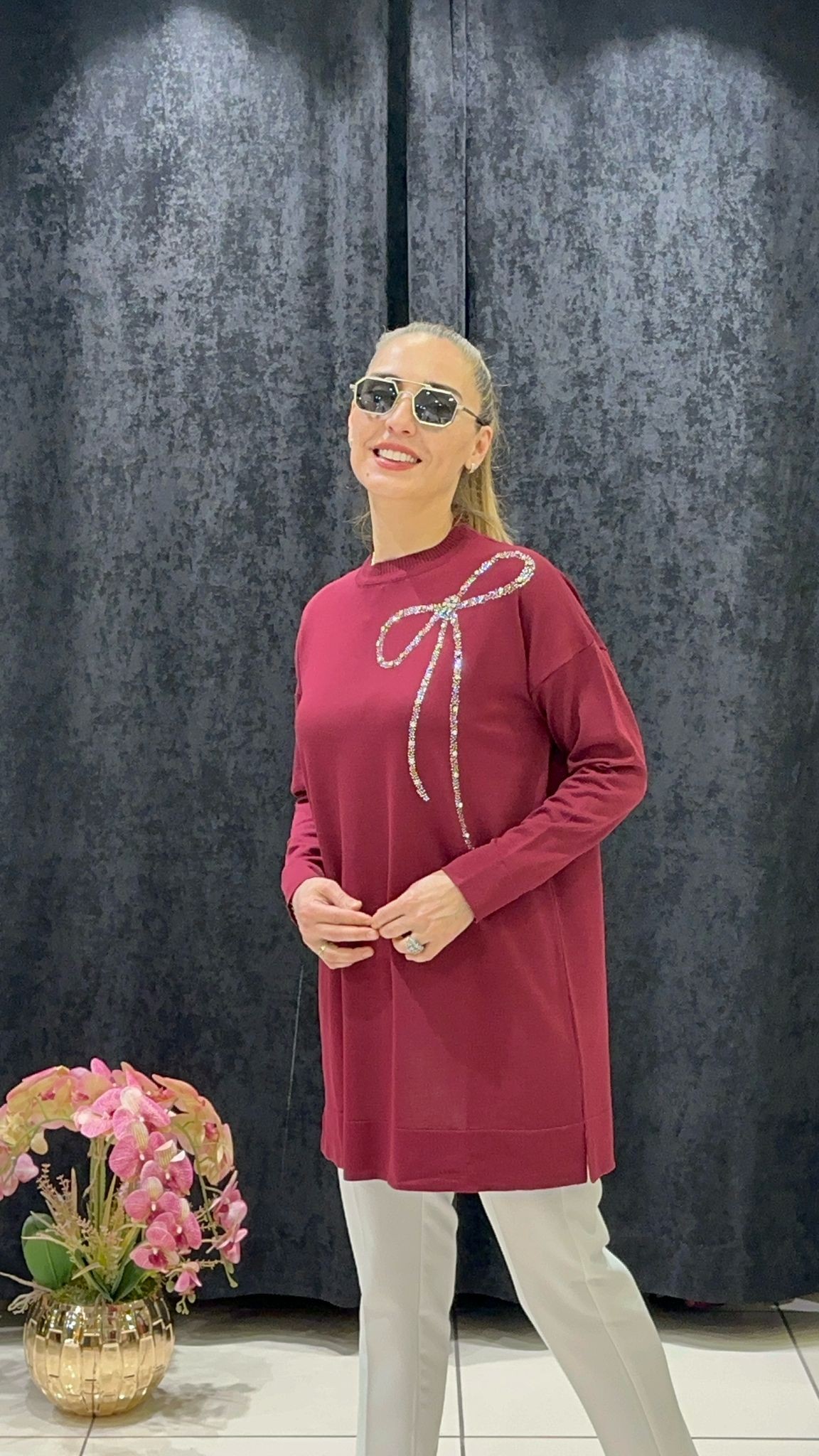 KURDALE TAŞ DETAYLI SOĞUK İP MESERİZE TRİKO