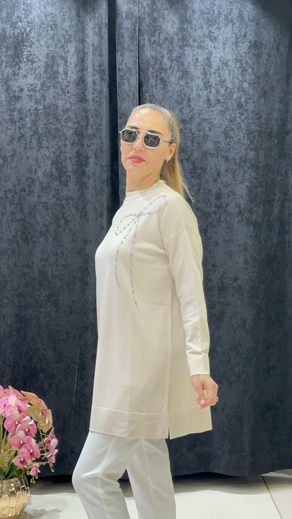 KURDALE TAŞ DETAYLI SOĞUK İP MESERİZE TRİKO