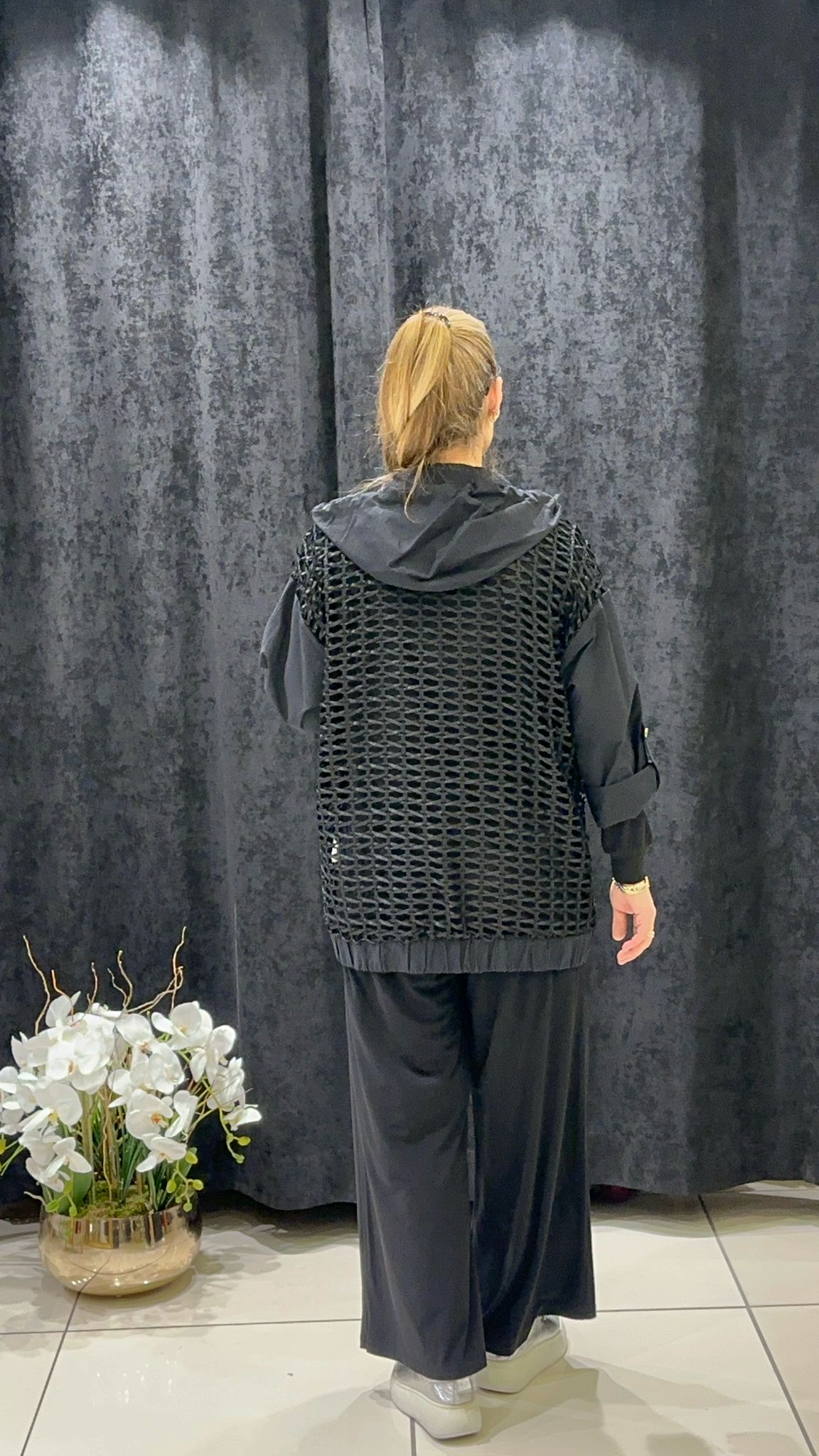 FİLE CEKETLİ PANTOLONLU ÜÇLÜ TAKIM - SİYAH