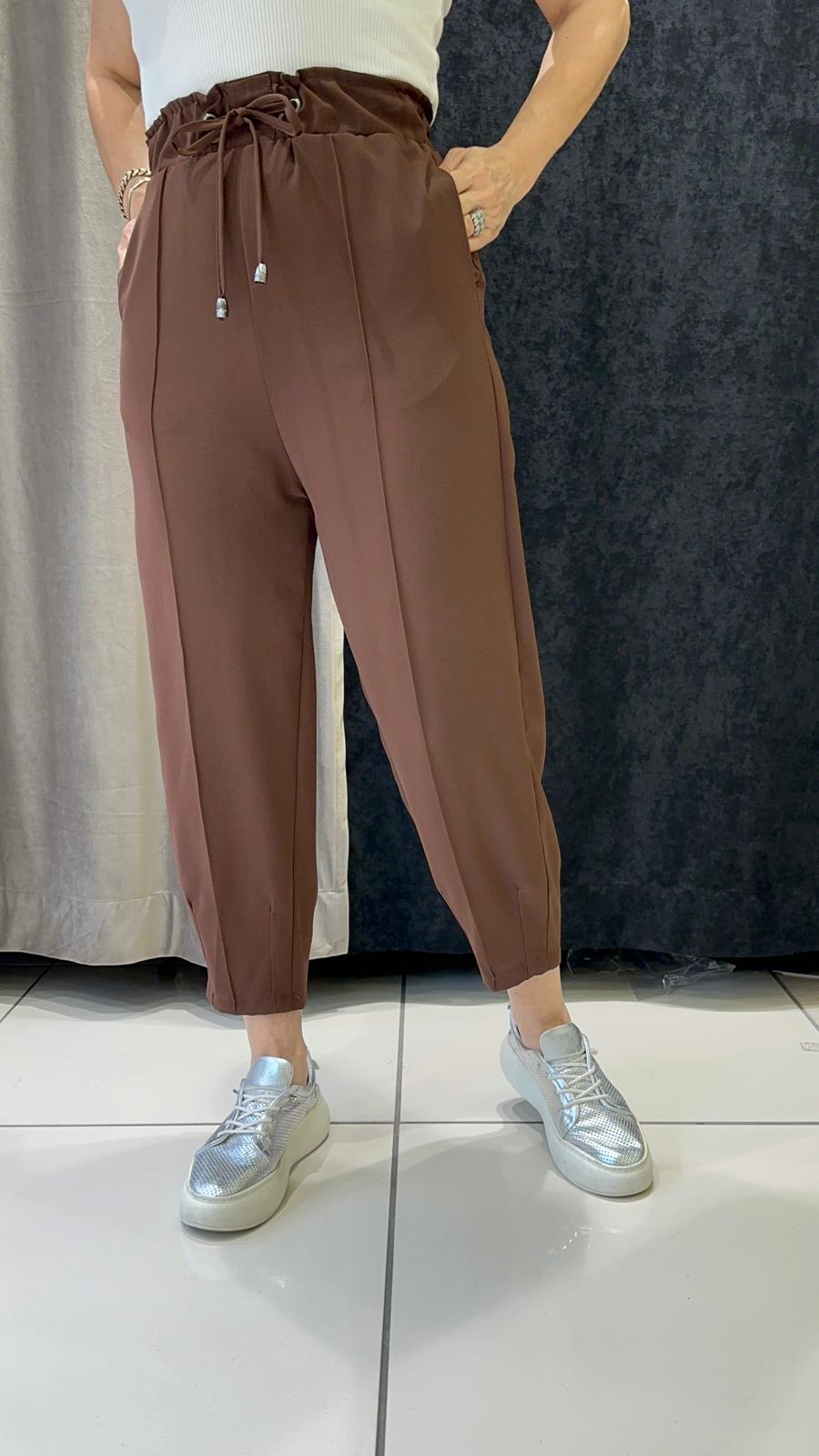 JOGUR PAÇA HELSİNKİ  BELİ LASTİKLİ PANTOLON - KAHVE