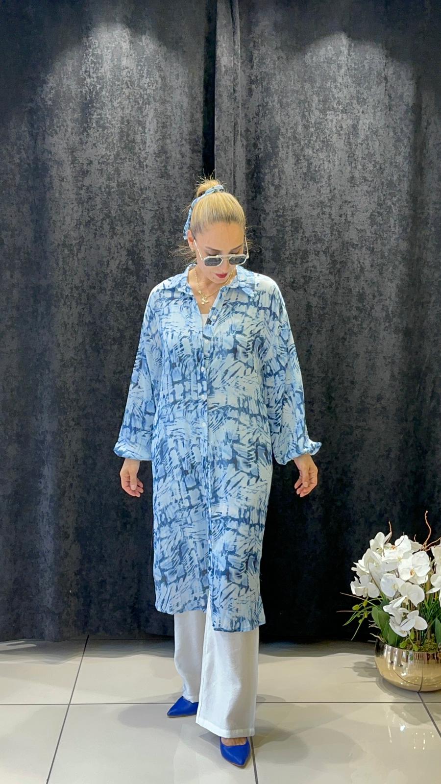 DİJİTAL BASKI VOAL UZUN TUNİK  - LACI