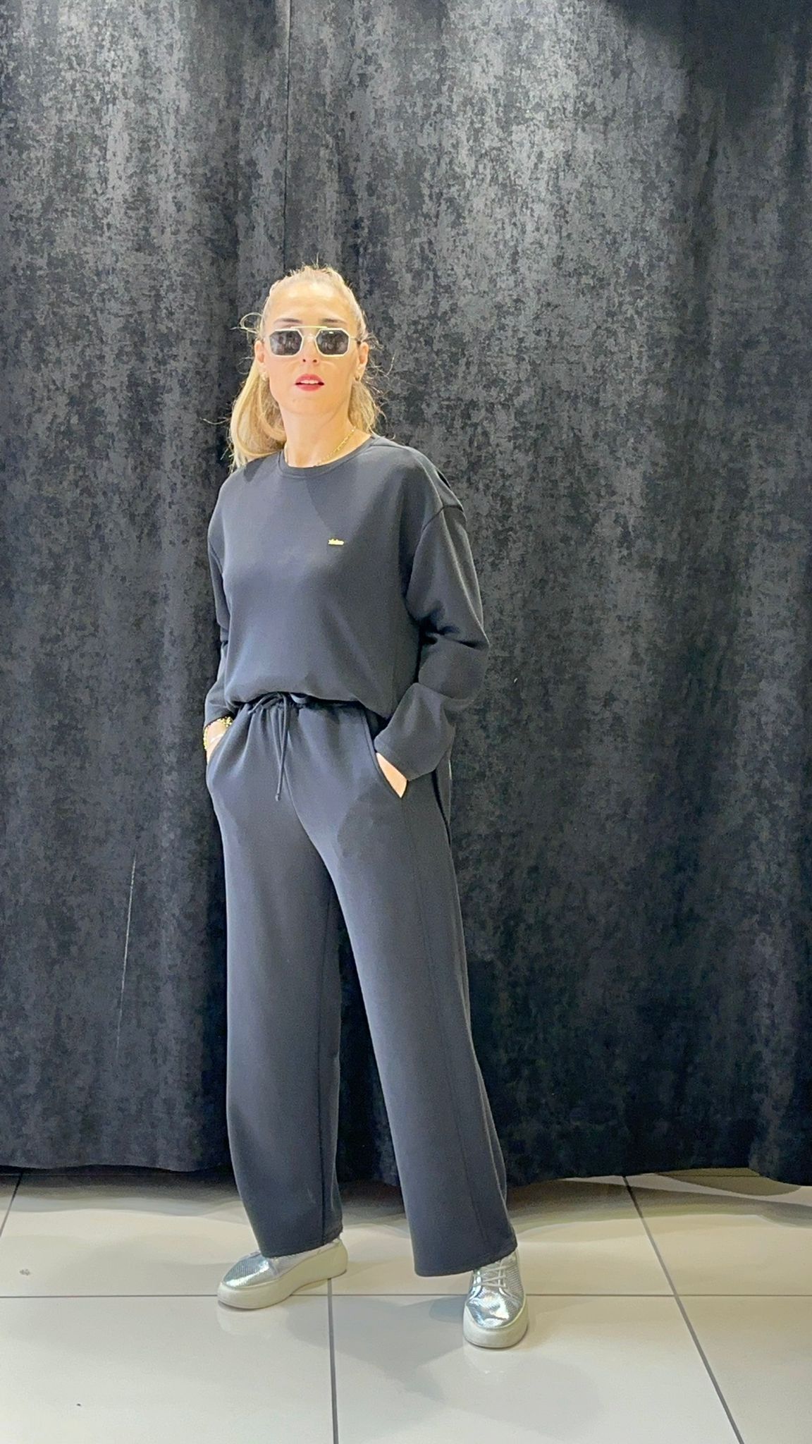 OYSHOO TAKIM PANTOLON BELİ LASTİKLİ VE CEPLİ  - SİYAH