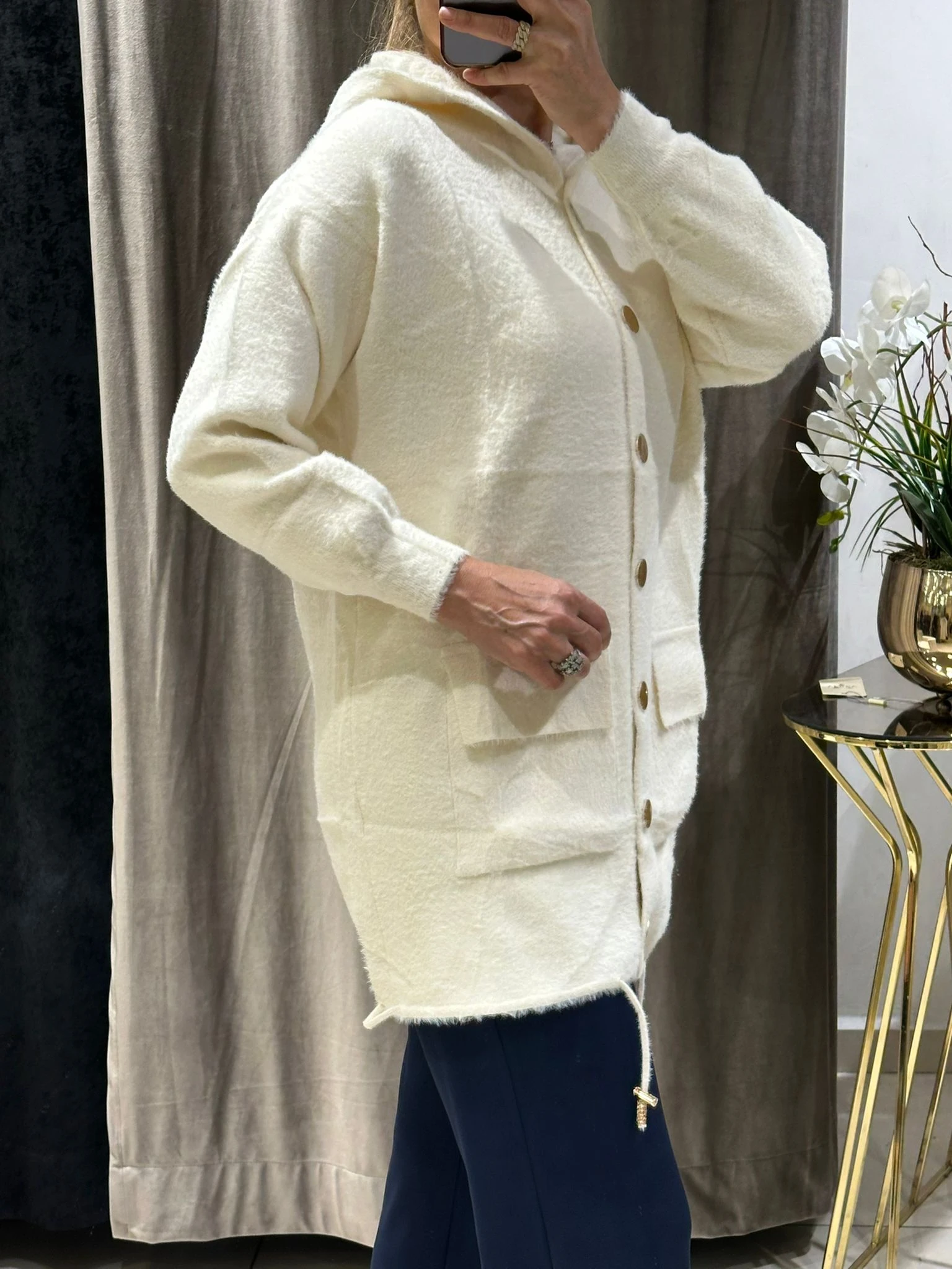 KILL İPLİK GOLD METAL DÜĞME DETAYLI HIRKA  - EKRU