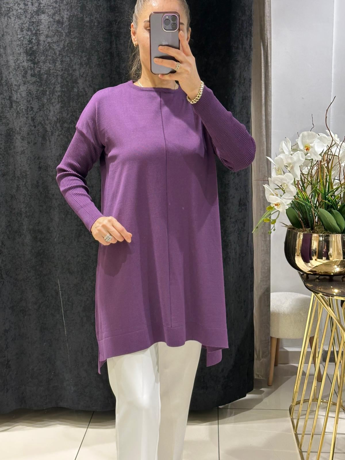 ORTASI DİKİŞ DETAYLI SOĞUK İP MESERİZE TRİKO