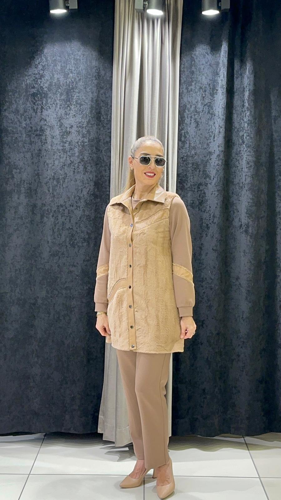 ANGORA YEKLİ ÜÇLÜ TAKIM  - CAMEL