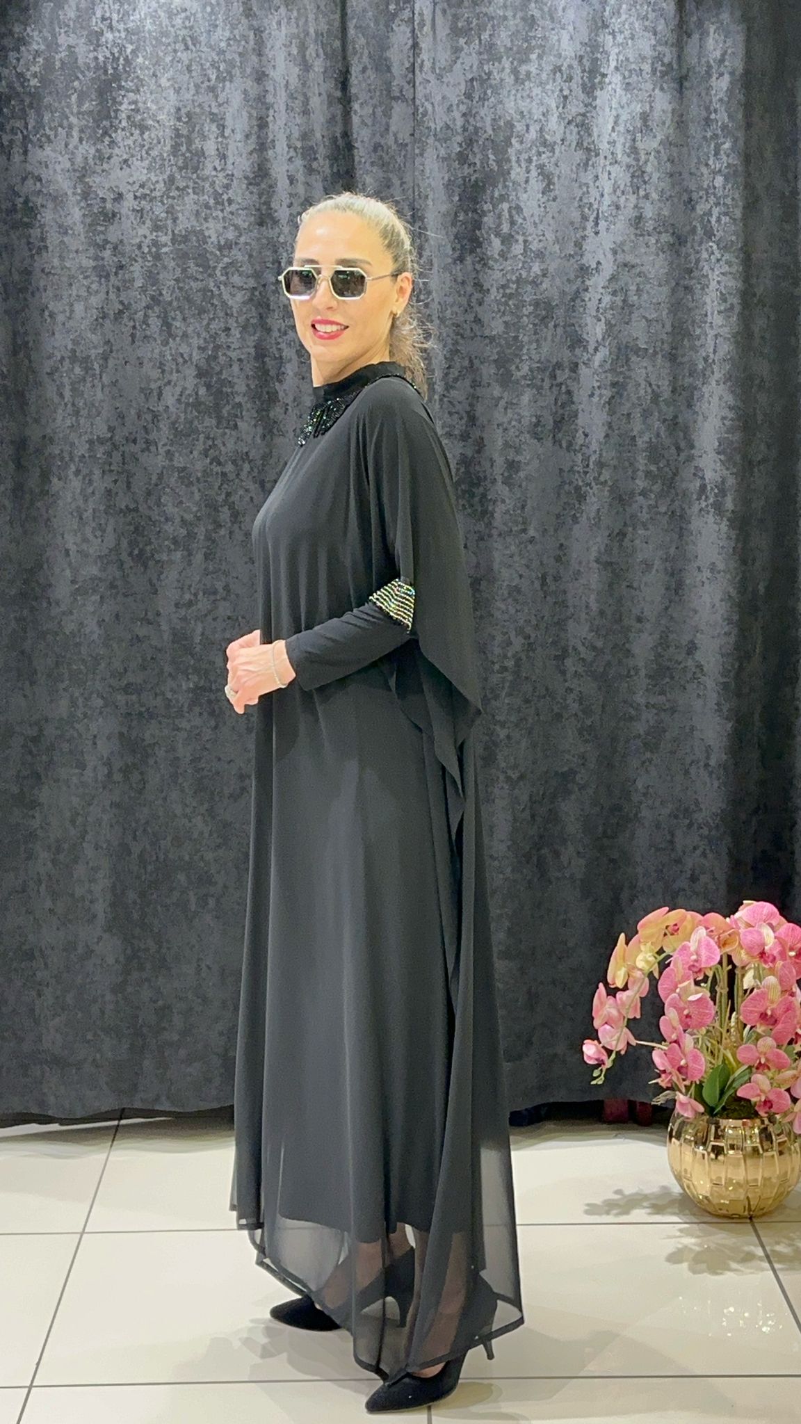LUXURY ABAYA ELBİSE İKİLİ  - SİYAH