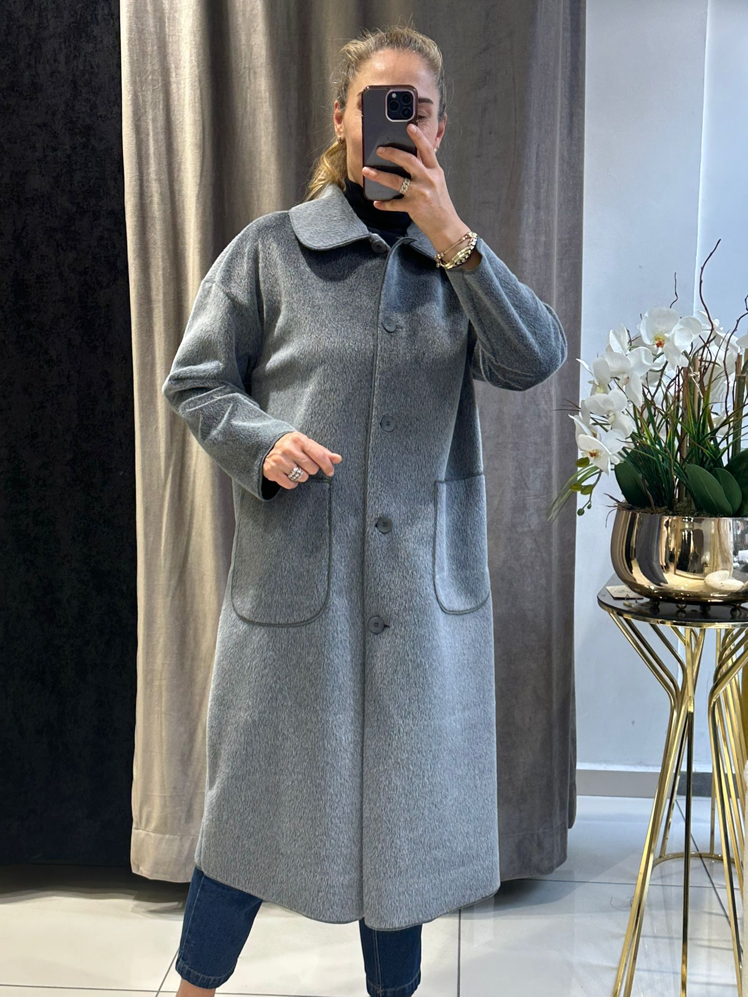 TORBA CEPLİ OVERSİZE KABAN  - ANTRASİT