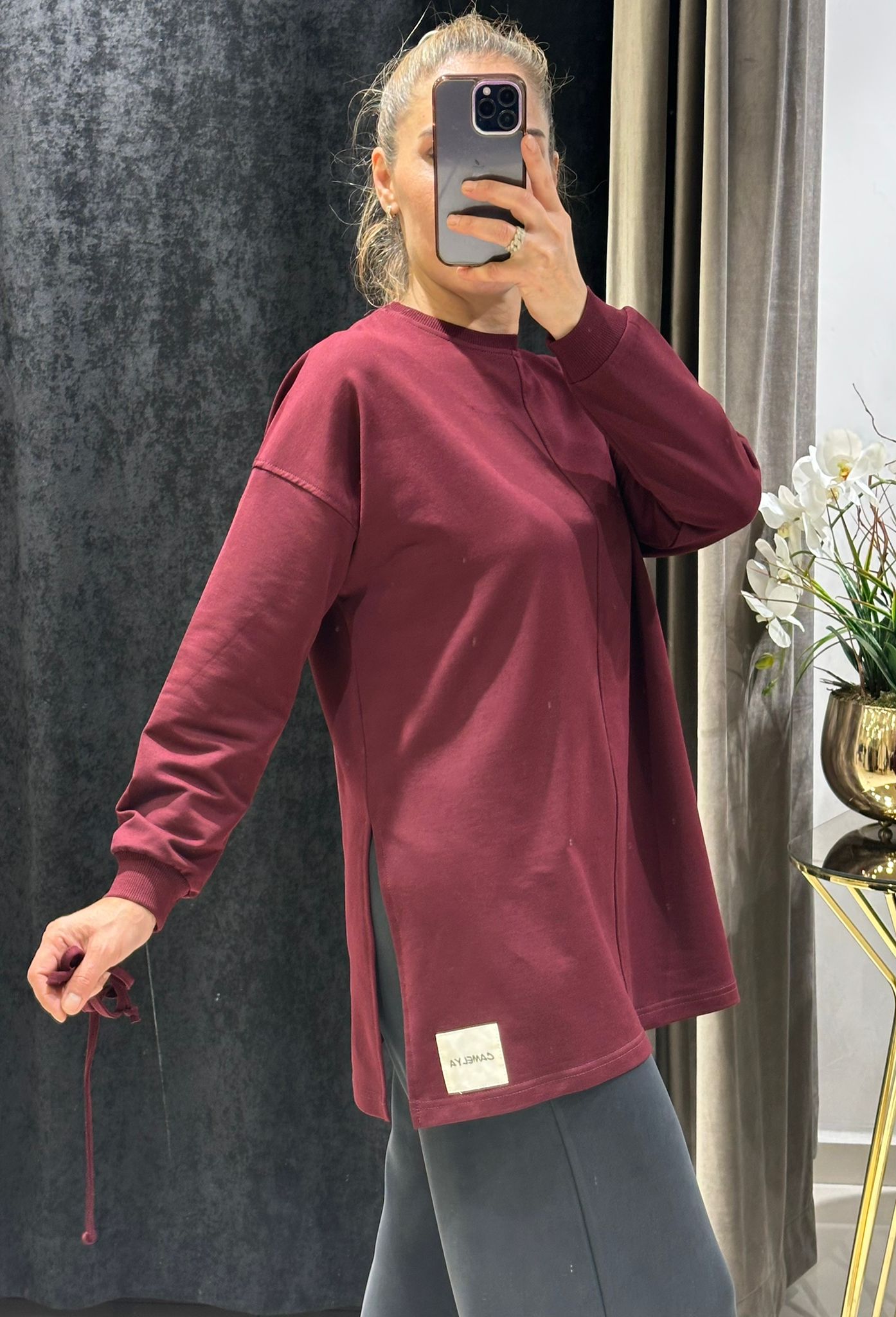 BEYZİK İKİ İPLİK PENYE TUNİK  - BORDO