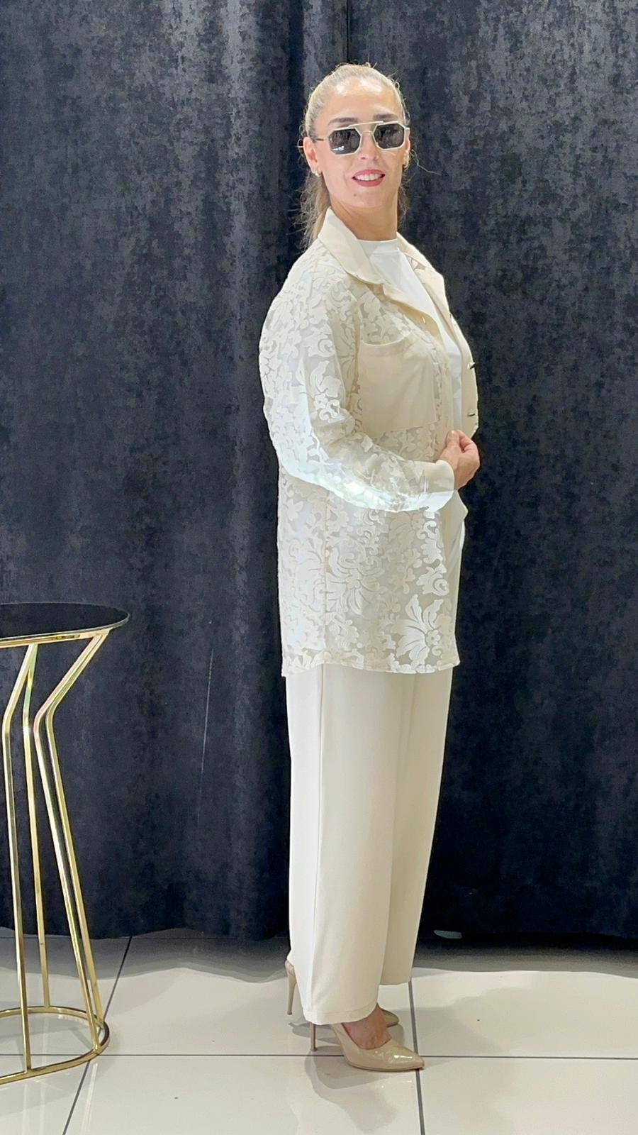 YAKMA KUMAŞ DETAYLI ÜÇLÜ TAKIM 