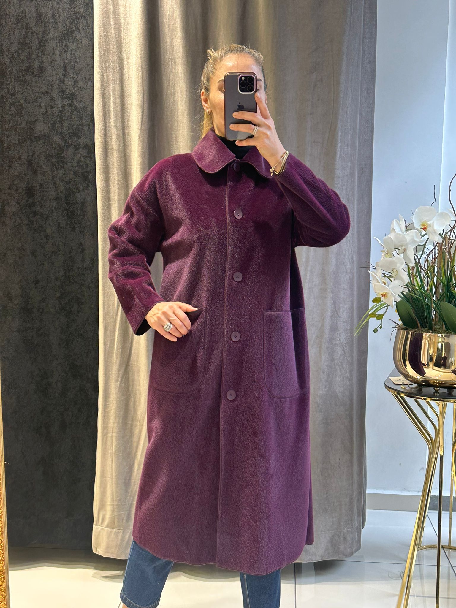 TORBA CEPLİ OVERSİZE KABAN  - MÜRDÜM