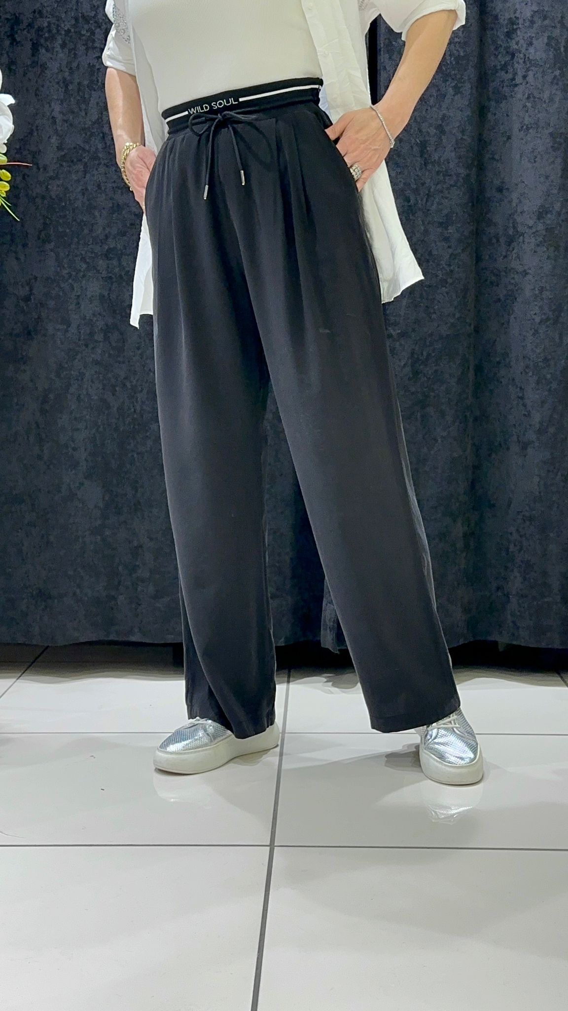 QUPRA TENSEL PALAZZO PANTOLON BELİ RİBANA DETAY - SİYAH