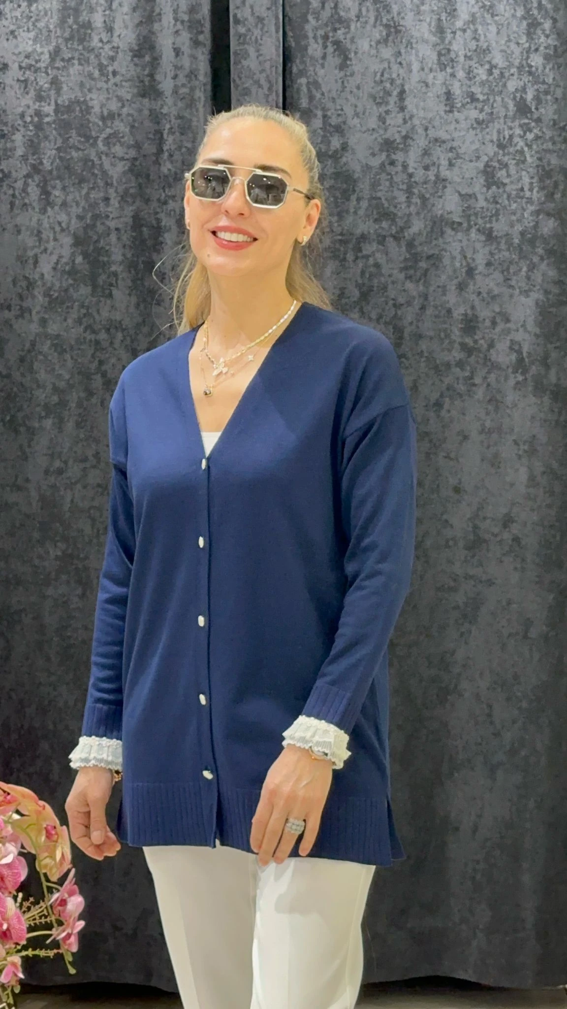 KOLLARI TÜLLÜ SOĞUK İP MESERİZE HIRKA - LACI