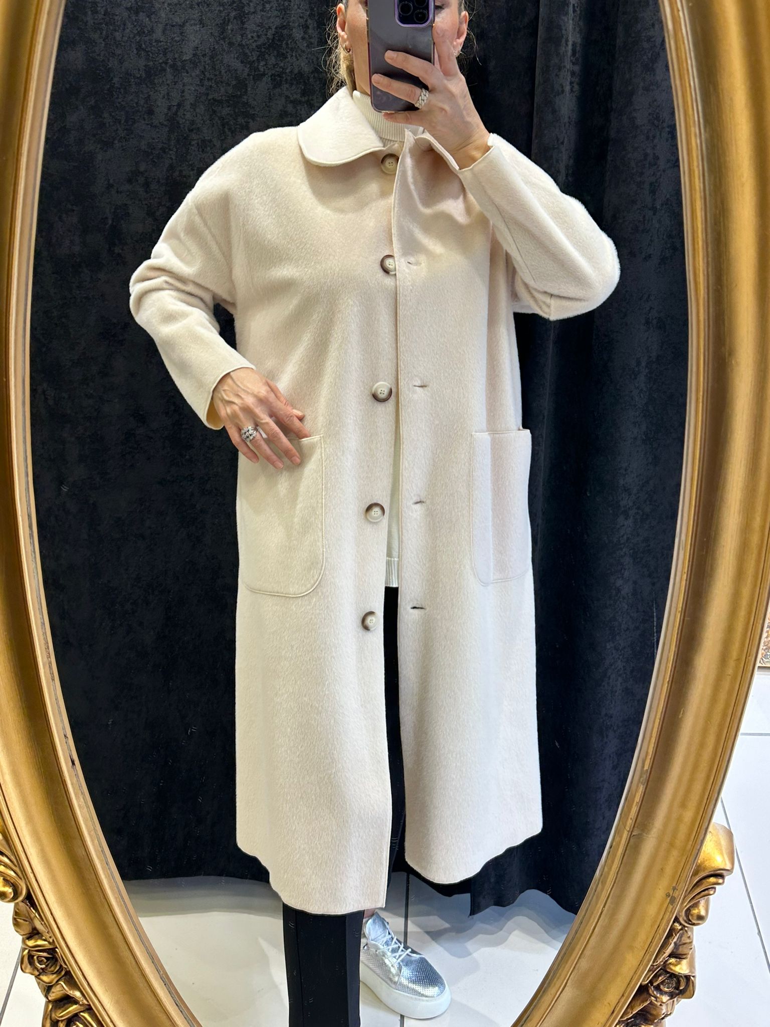 TORBA CEPLİ OVERSİZE KABAN  - BEJ 