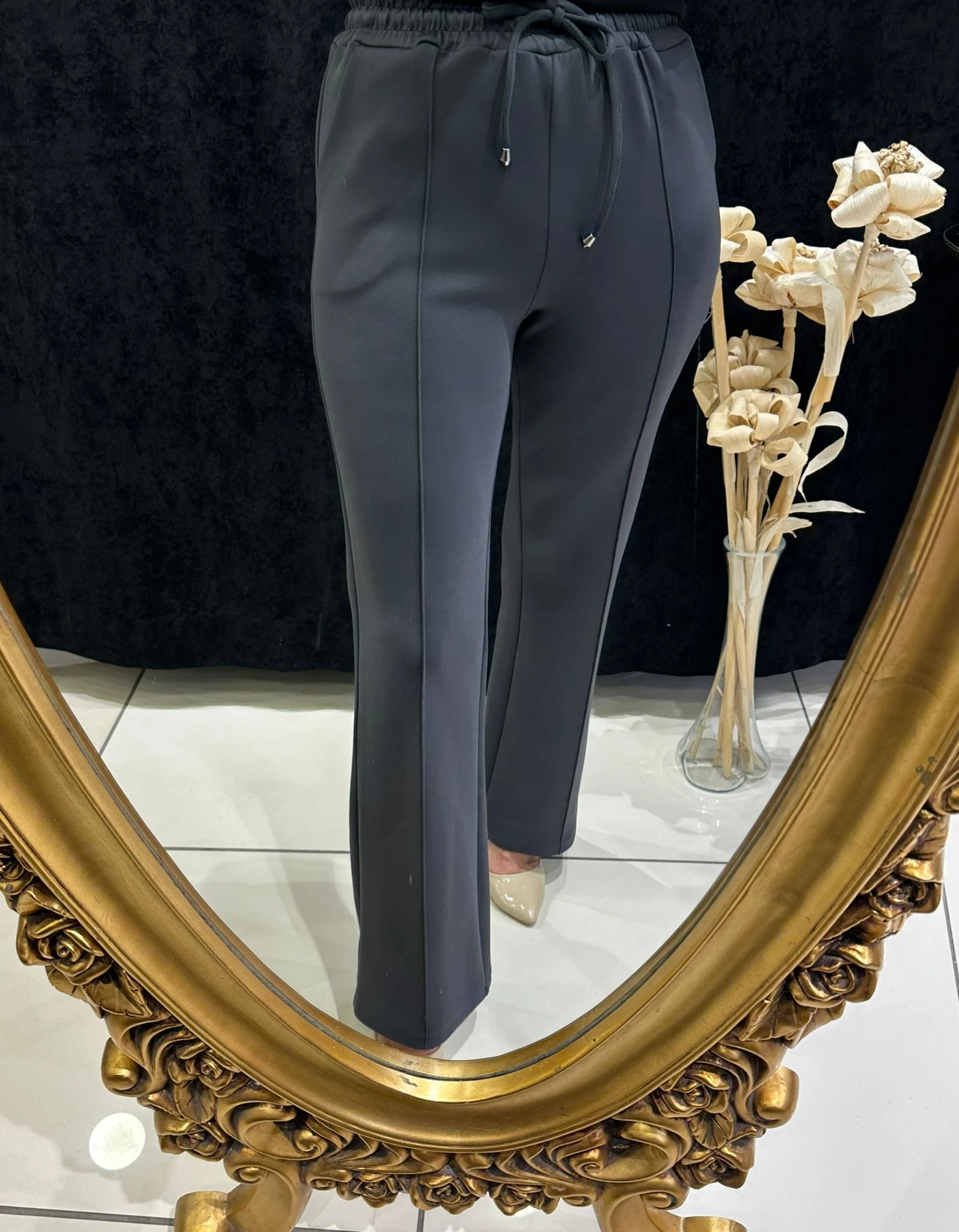 İSPANYOL PAÇA SCUBA BELİ LASTİKLİ PANTOLON  - ANTRASİT