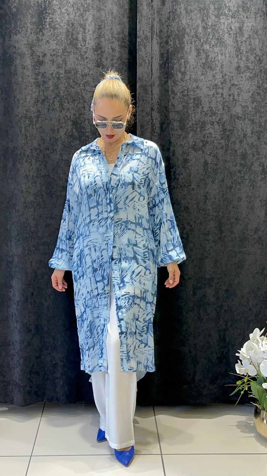 DİJİTAL BASKI VOAL UZUN TUNİK  - LACI