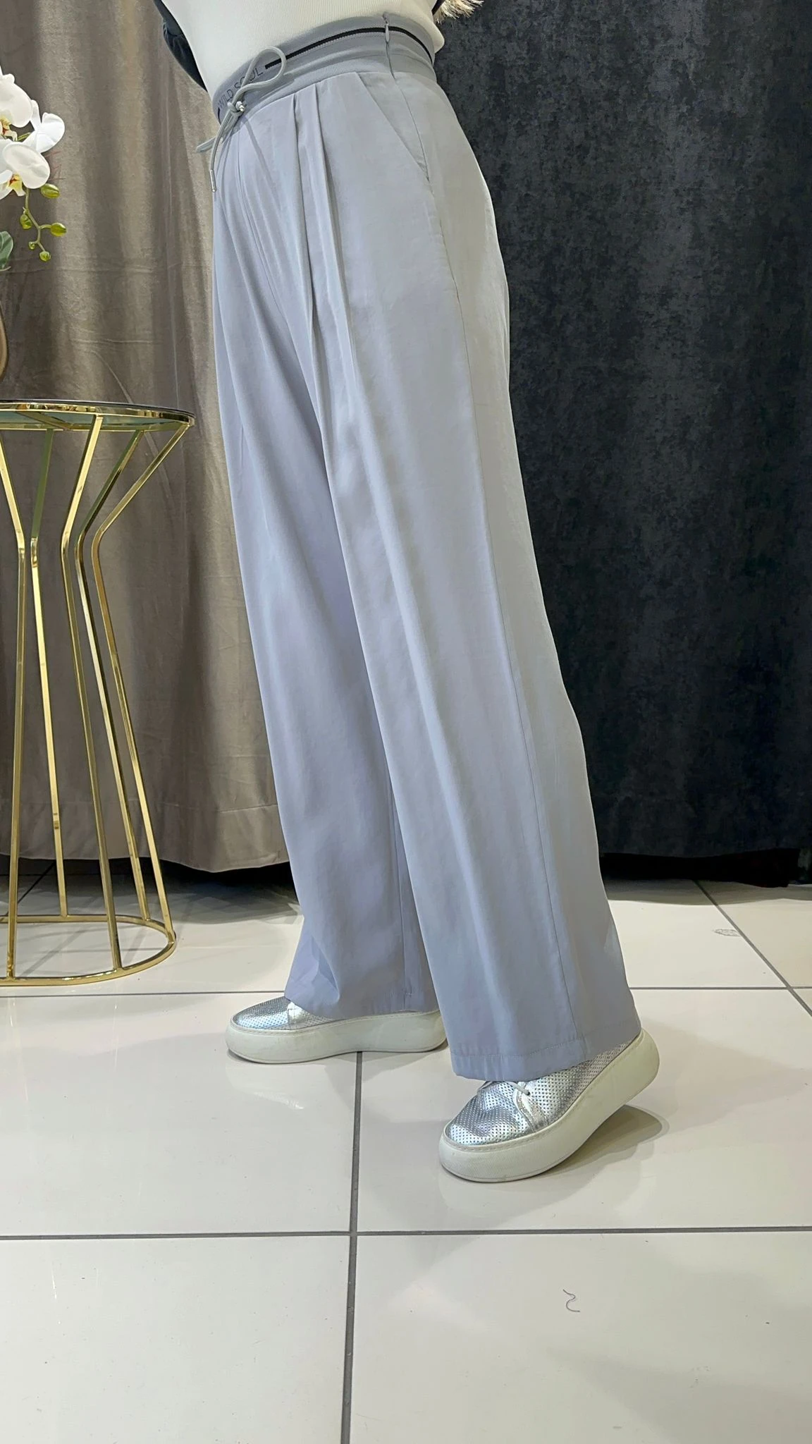 QUPRA TENSEL PALAZZO PANTOLON BELİ RİBANA DETAY - GRİ