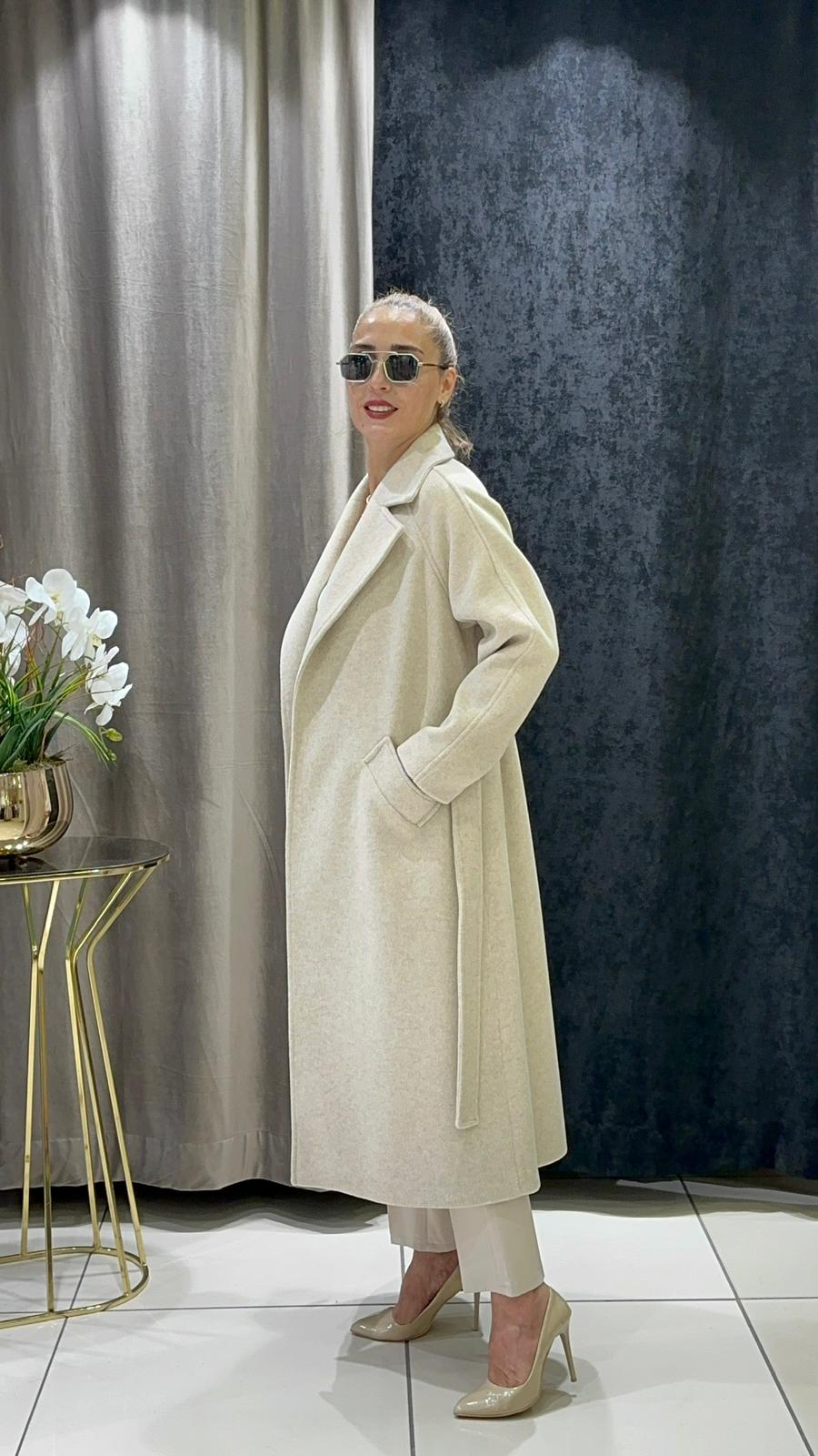 KAŞMİR KABAN KIMONO MODEL DÜĞMESİZ     - A.BEJ