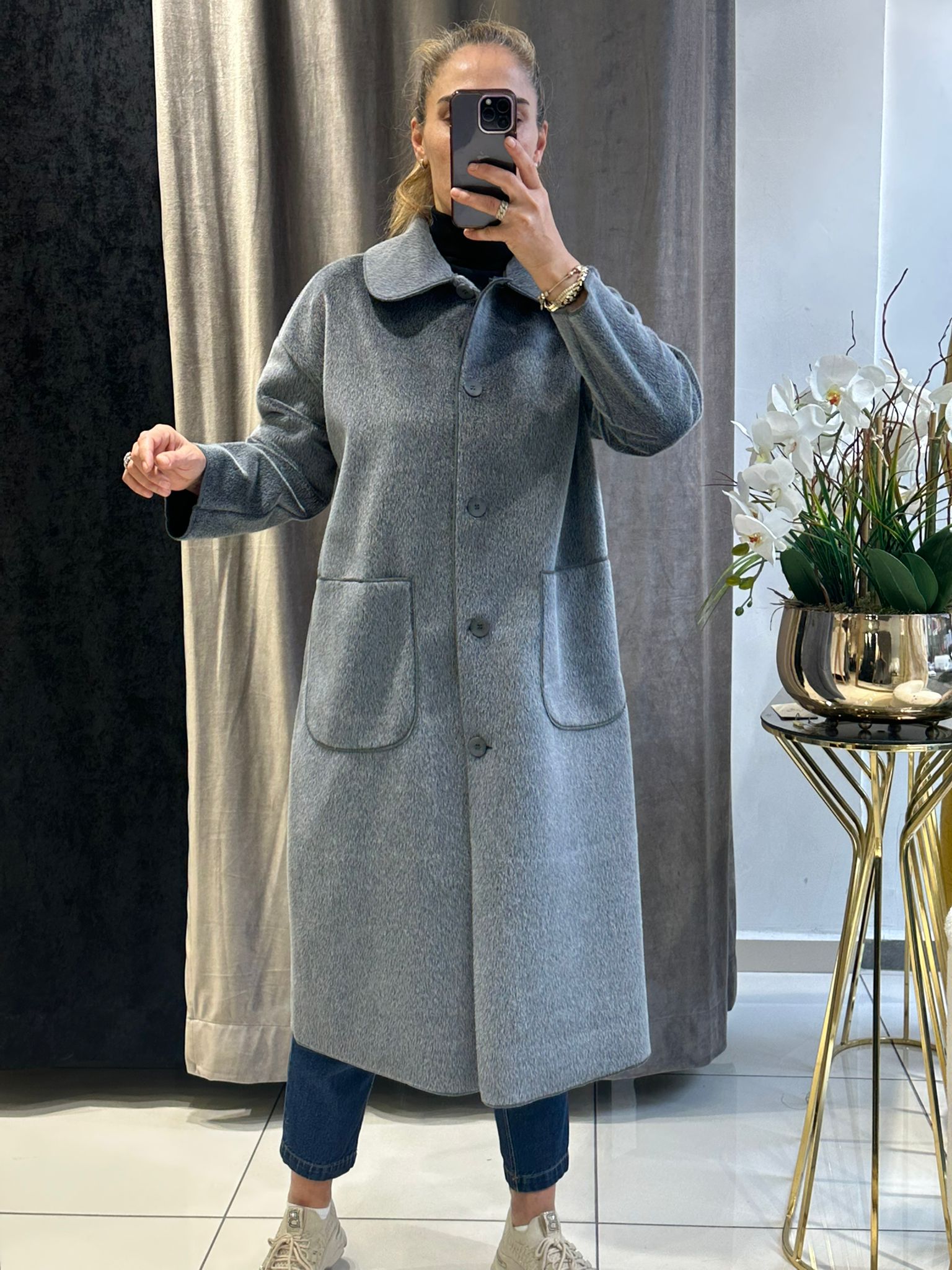 TORBA CEPLİ OVERSİZE KABAN  - ANTRASİT