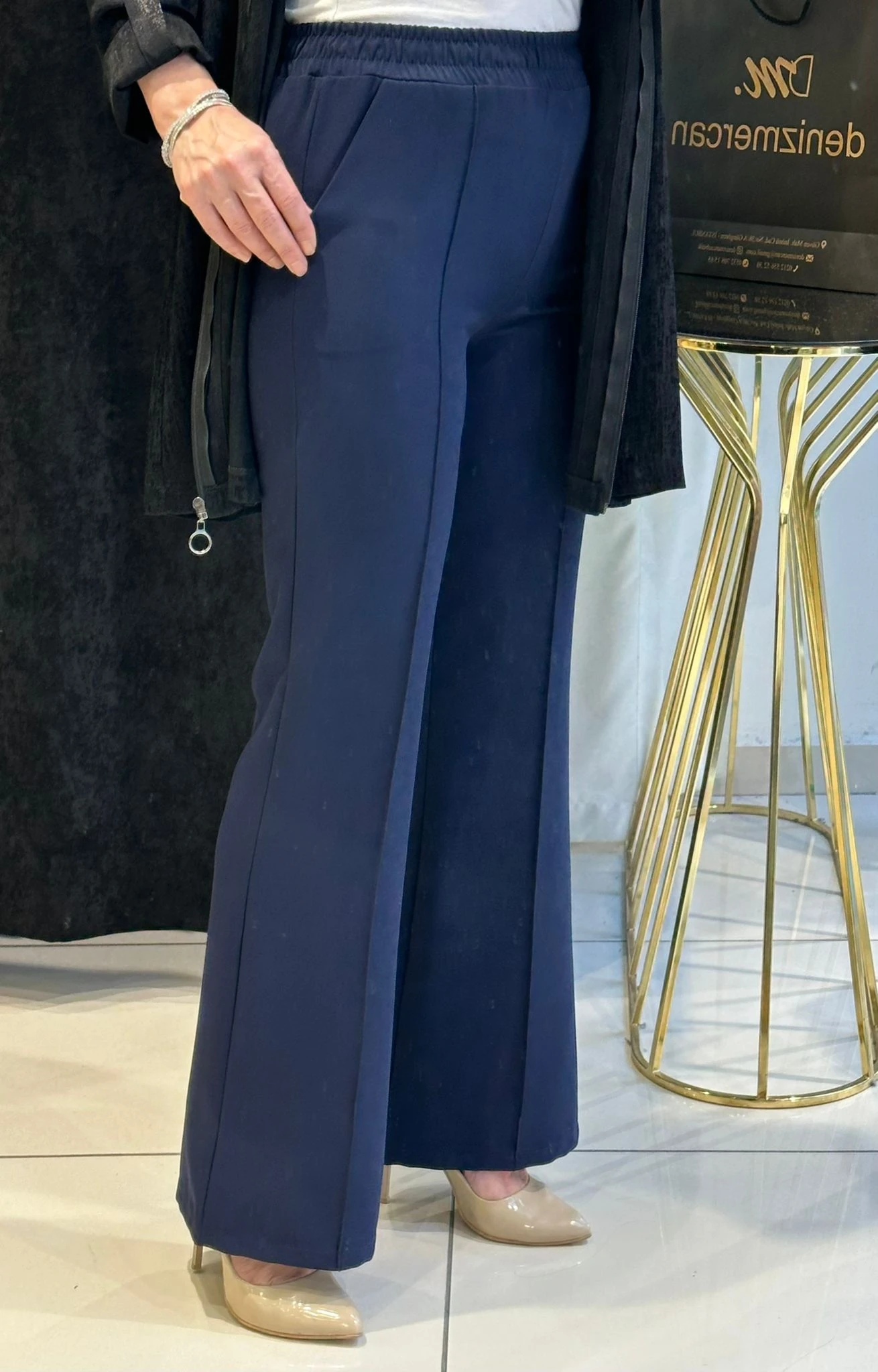 İSPANYOL PAÇA DABIL KREP BELİ LASTİKLİ  PANTOLON