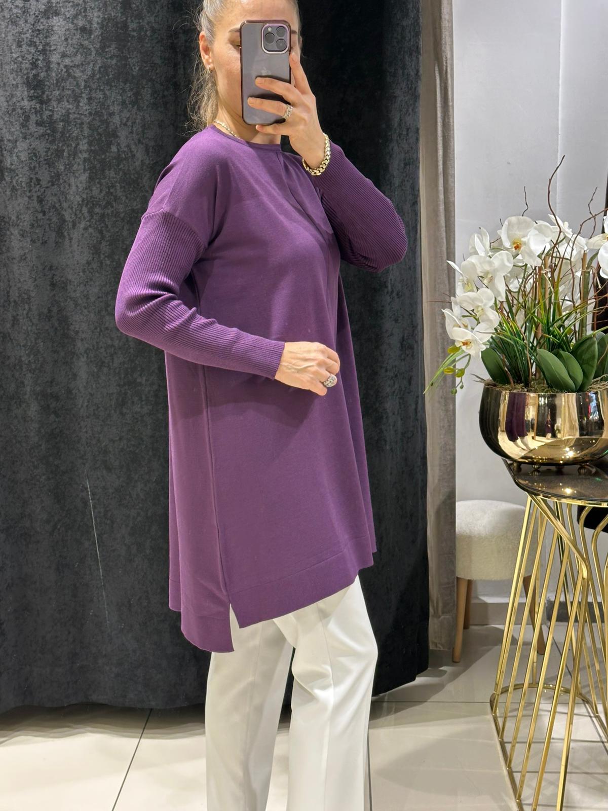 ORTASI DİKİŞ DETAYLI SOĞUK İP MESERİZE TRİKO