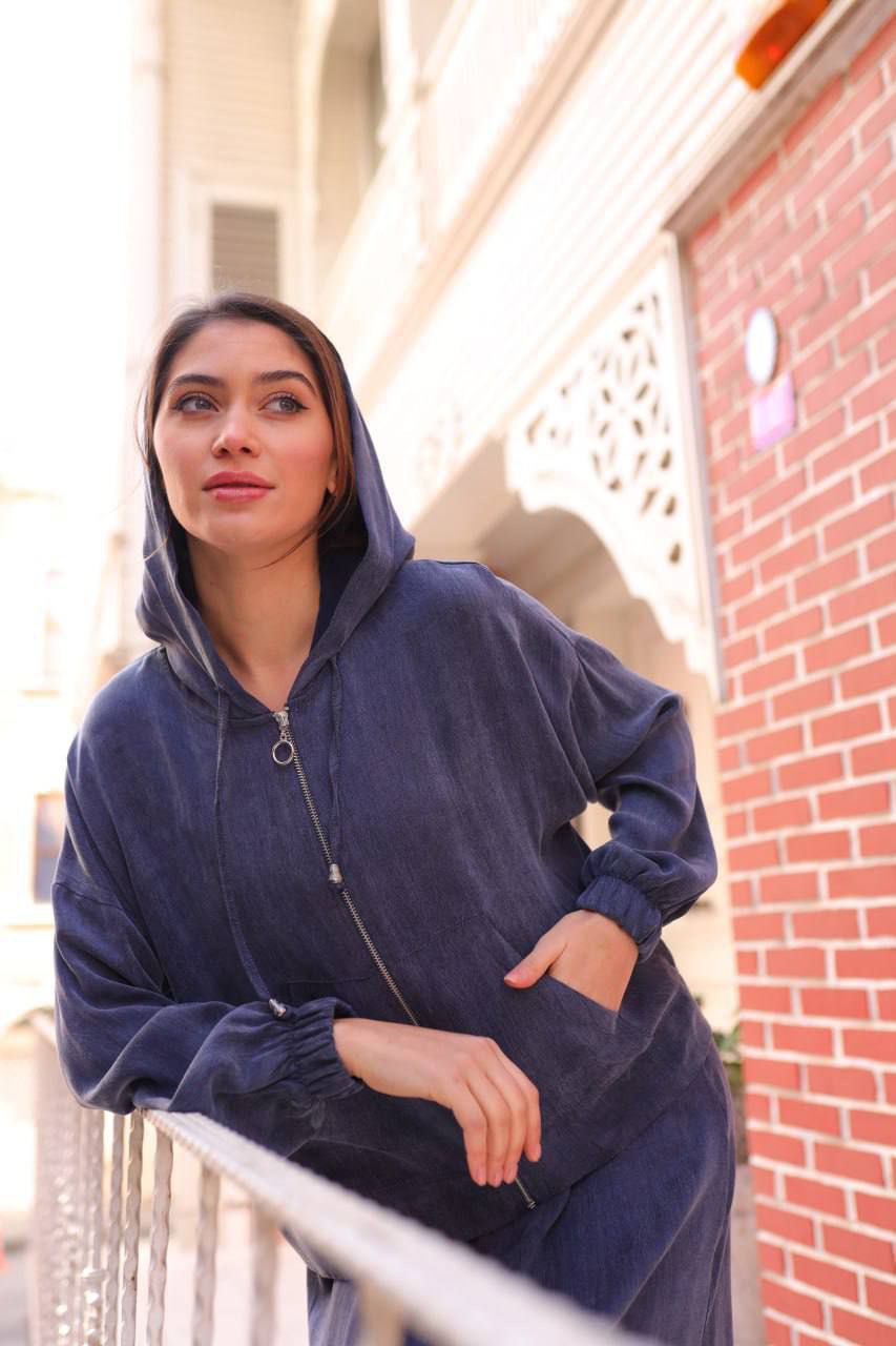 İPEK KUPRA KUMAŞ BAMBIRLI CEKET ETİKİLİ TAKIM - LACI