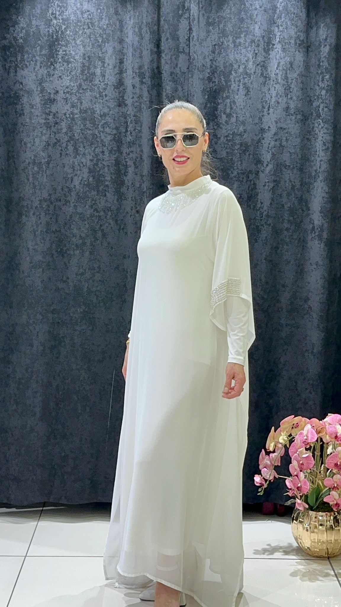 LUXURY ABAYA ELBİSE İKİLİ  - EKRU