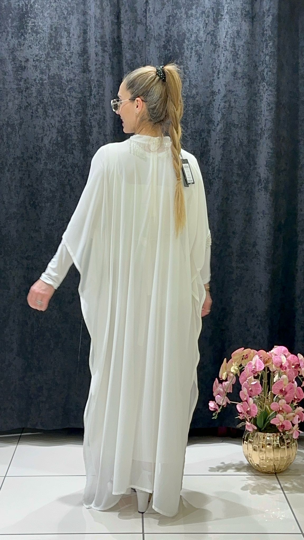 LUXURY ABAYA ELBİSE İKİLİ  - EKRU