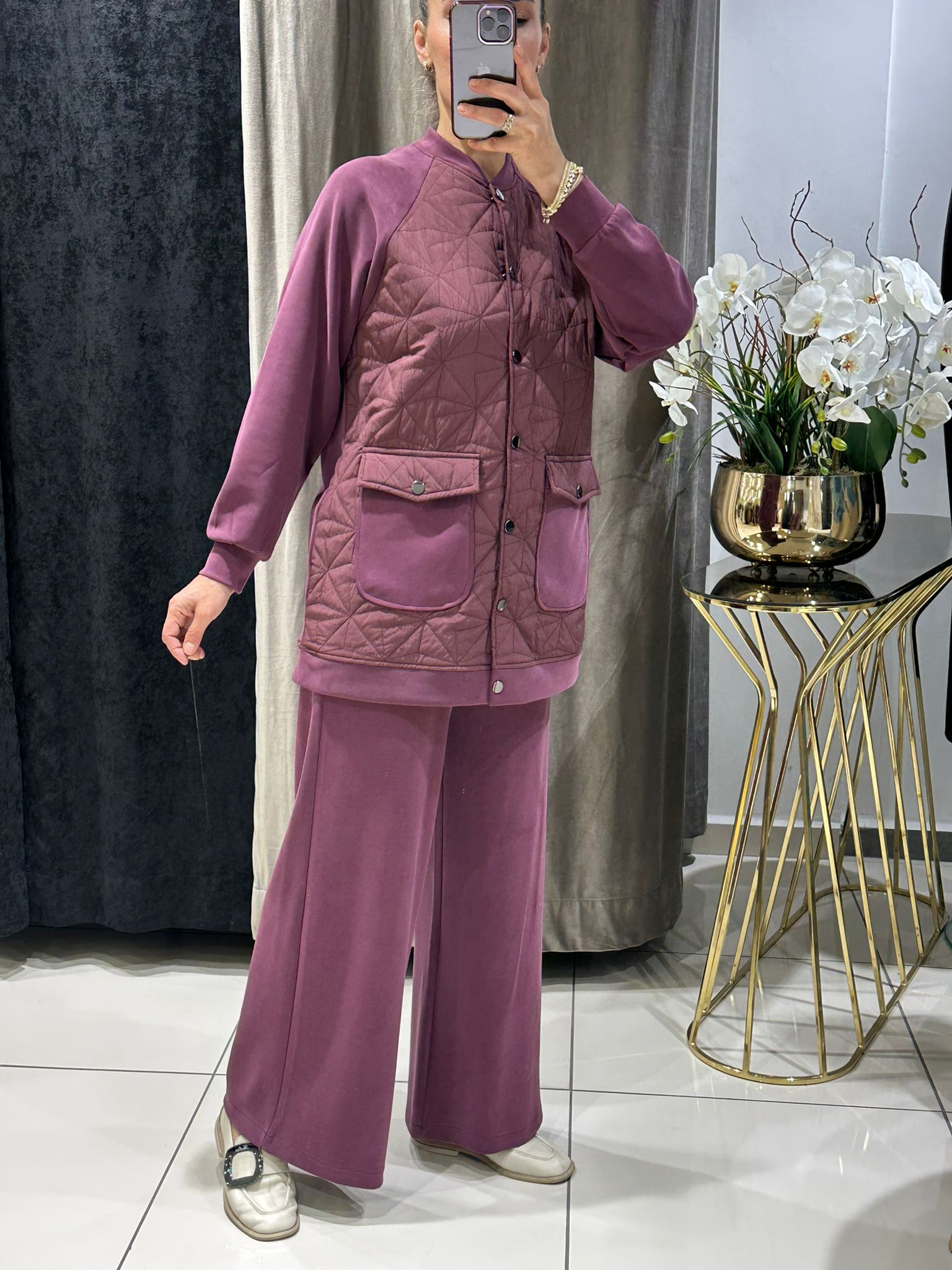 YENİ İTHAL OYSHO KUMAŞ KAPİTONE  İKİLİ TAKIM   - BORDO