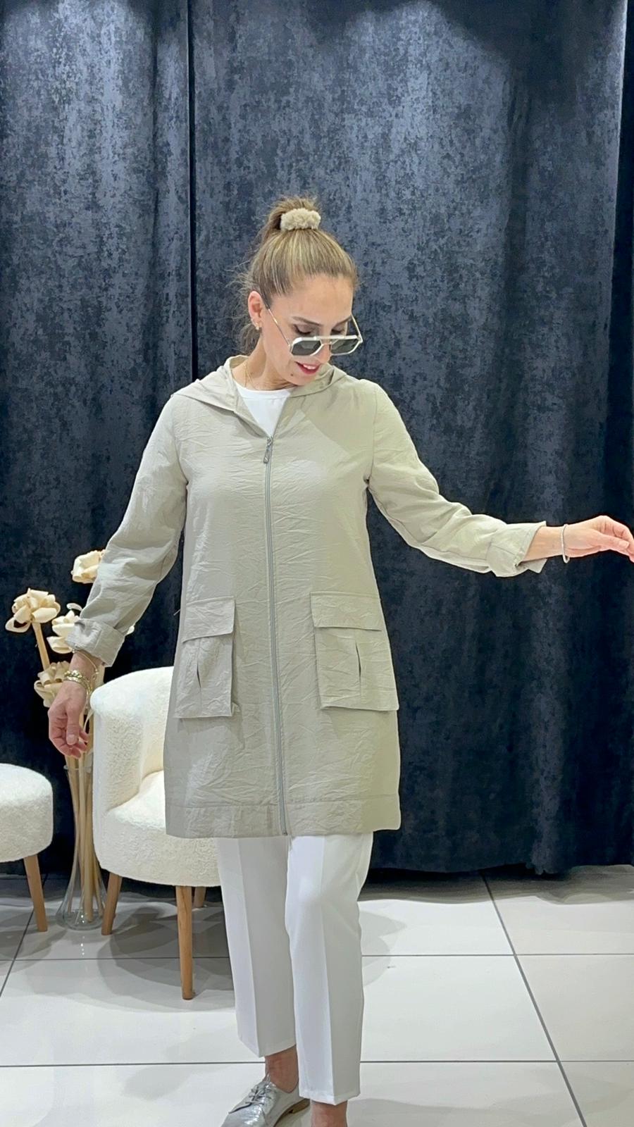 BAMBU TENSEL TORBACEPLİ KAPİŞONLU KAP - TAŞ