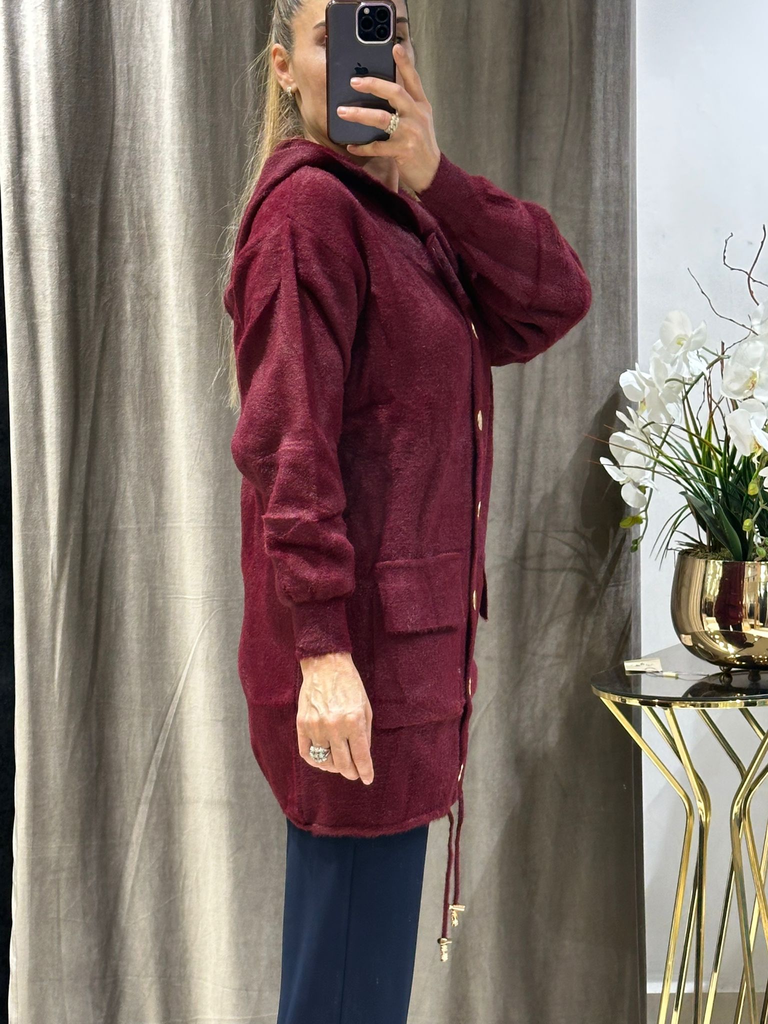 KILL İPLİK GOLD METAL DÜĞME DETAYLI HIRKA  - BORDO
