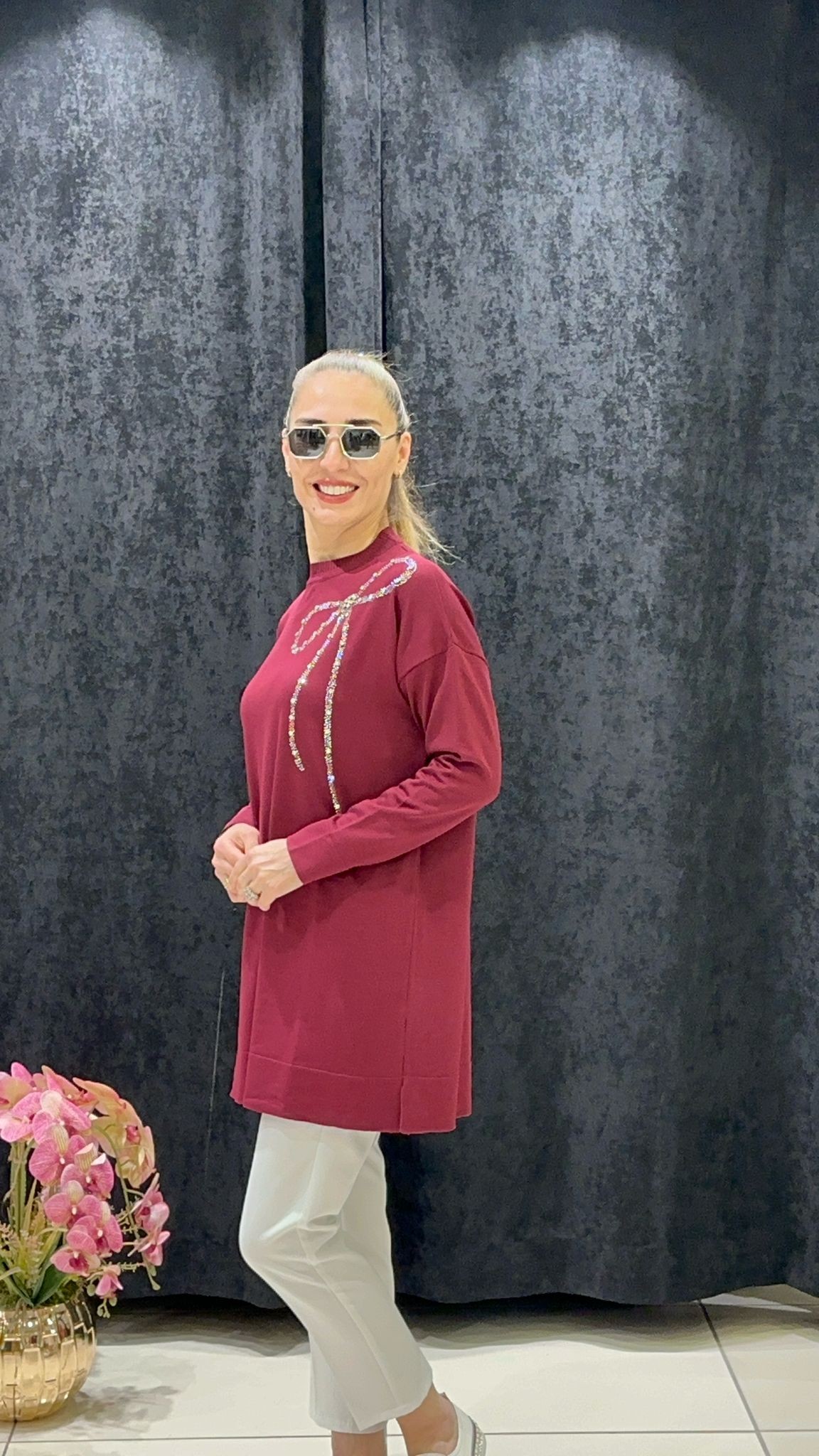 KURDALE TAŞ DETAYLI SOĞUK İP MESERİZE TRİKO