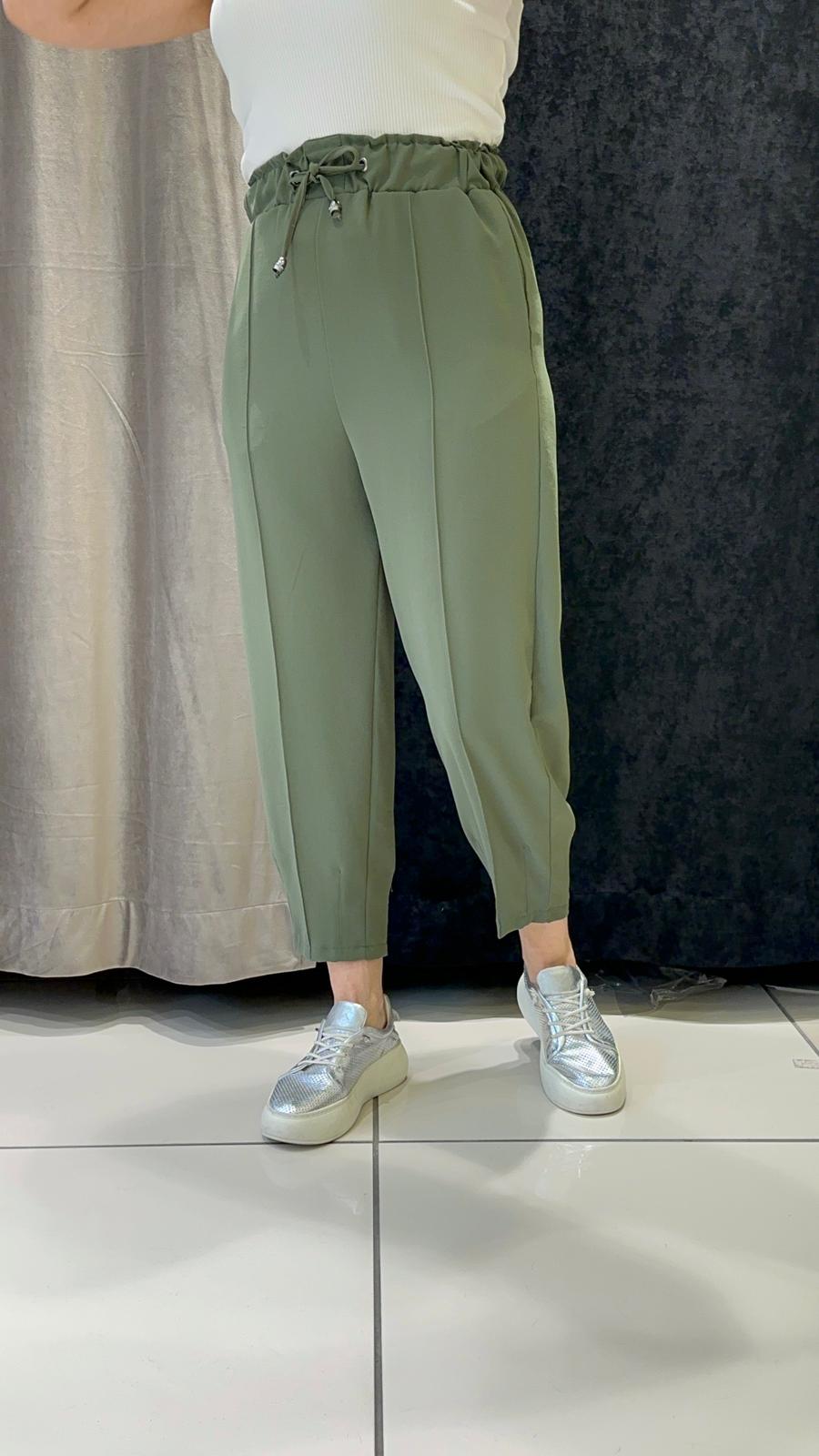 JOGUR PAÇA HELSİNKİ  BELİ LASTİKLİ PANTOLON - YEŞİL