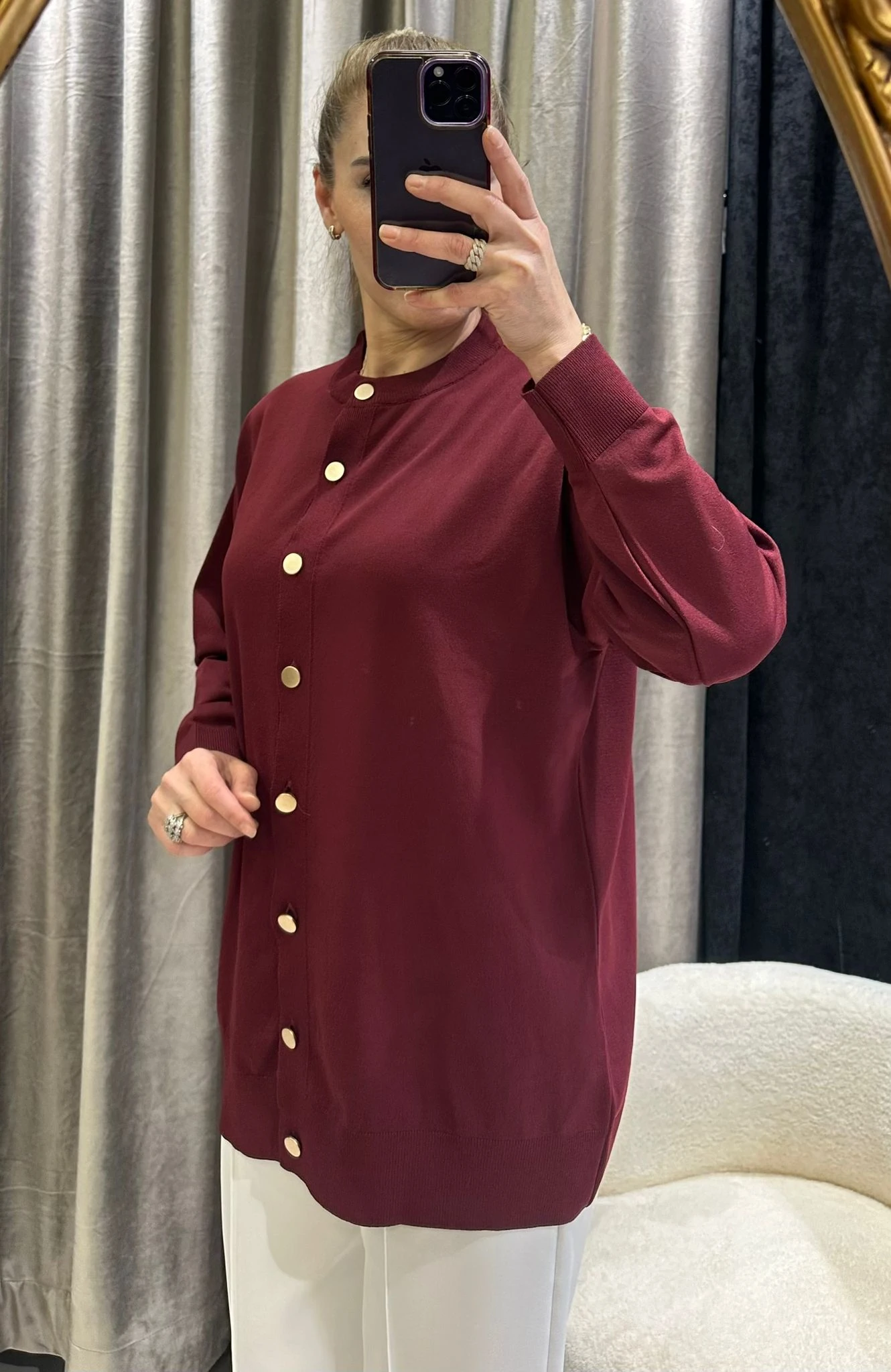 DÜĞME DETEY SOF TRİKO HIRKA - BORDO