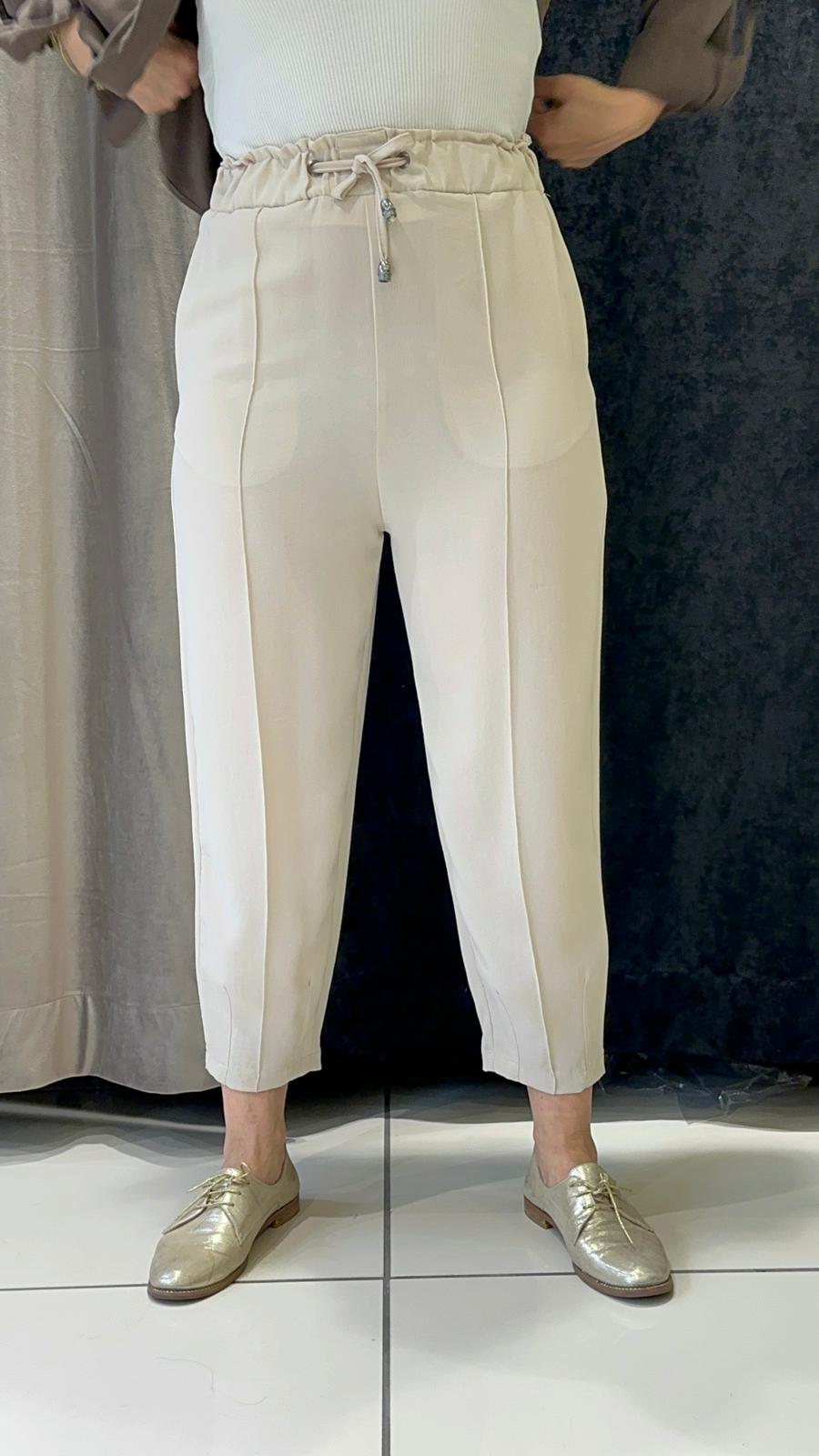 JOGUR PAÇA HELSİNKİ  BELİ LASTİKLİ PANTOLON - TAŞ