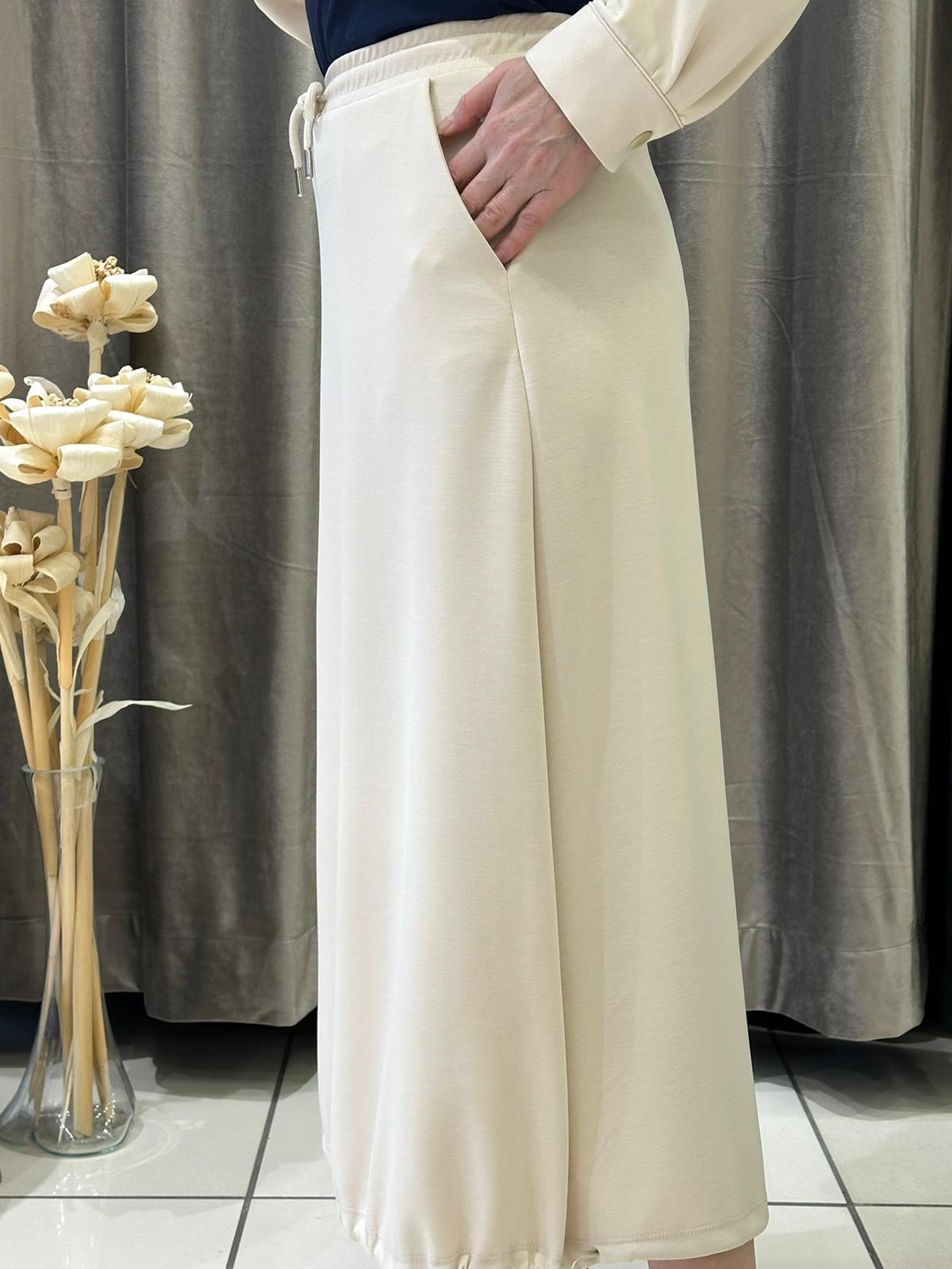 OYSHO KUMAŞ ALTKISMI LASTİK DETAYLI ÇAN ETEK - TAŞ