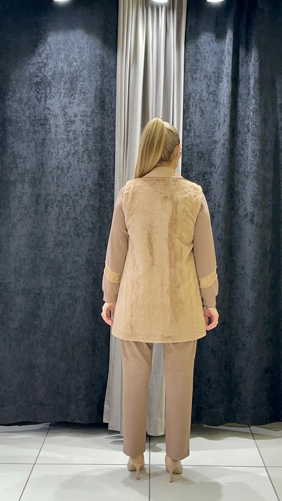 ANGORA YEKLİ ÜÇLÜ TAKIM  - CAMEL