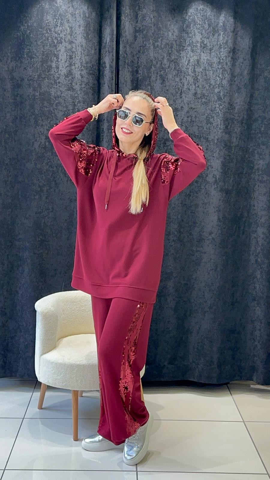 OYSHO MODAL KUMAŞ PUL DETAY PANTOLON İKİLİ TAKIM