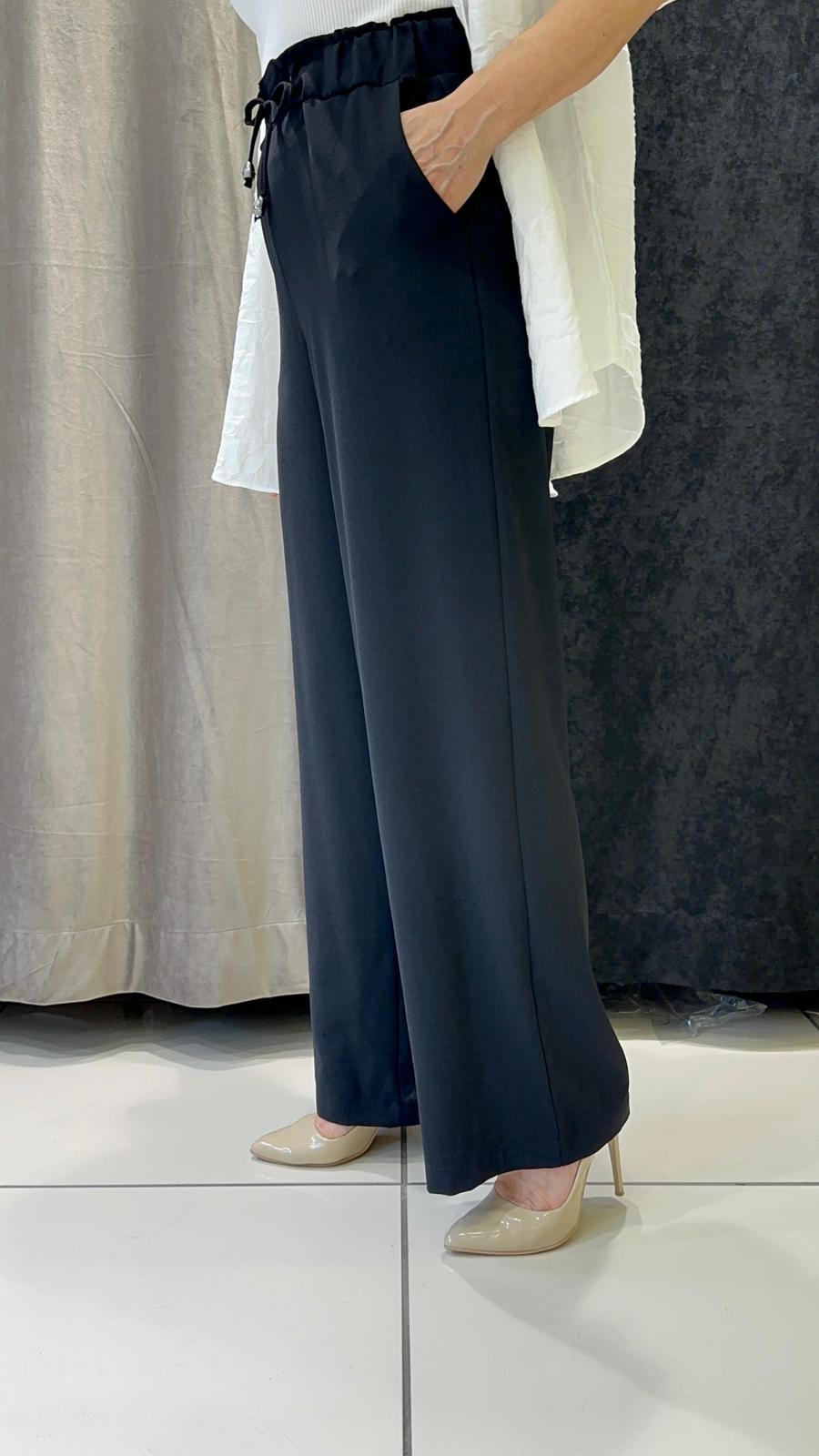 HELSİNKİ İNCE TAM YAZLIK BOL PAÇA PANTOLON  - SİYAH