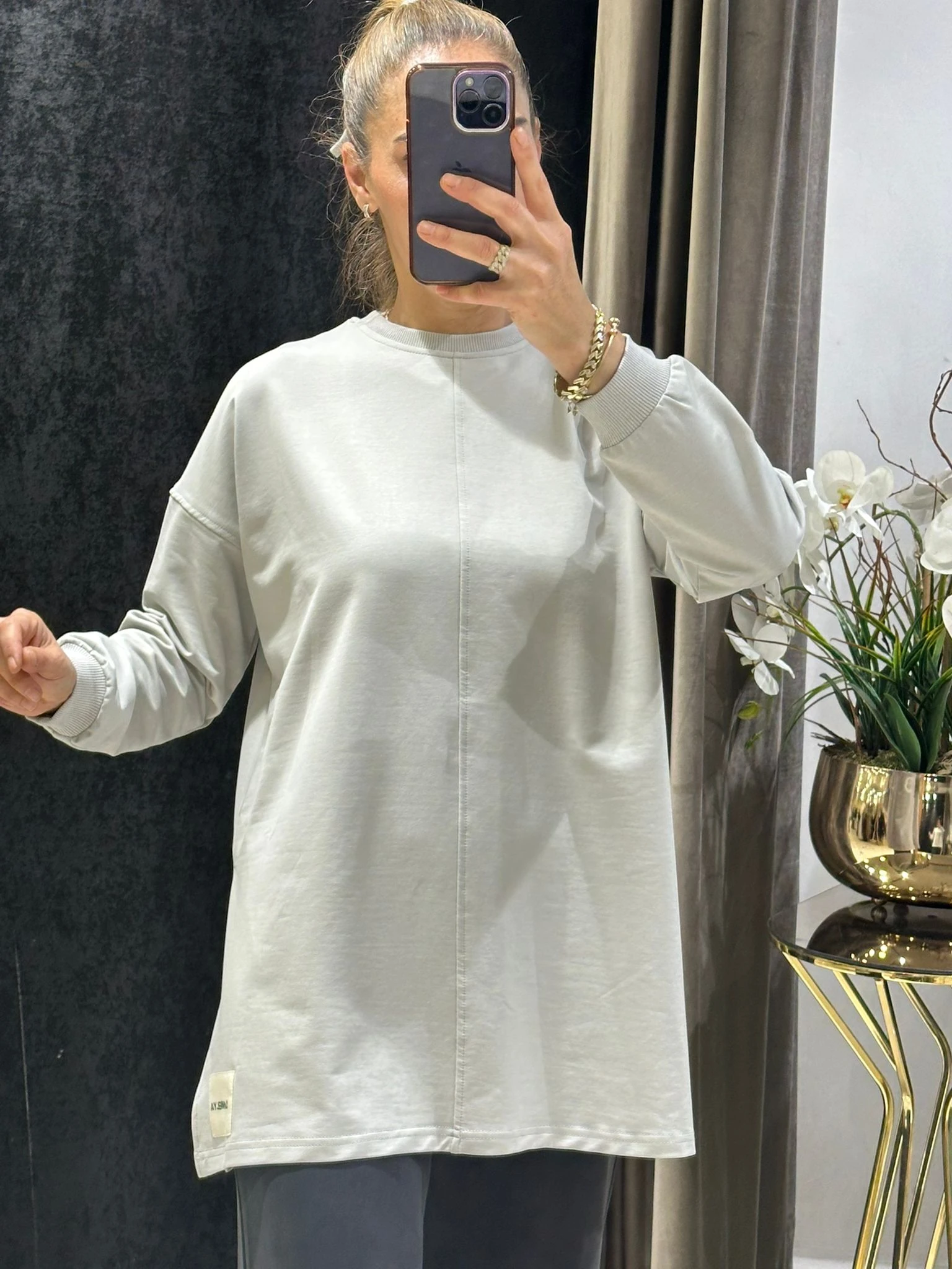 BEYZİK İKİ İPLİK PENYE TUNİK  - GRİ