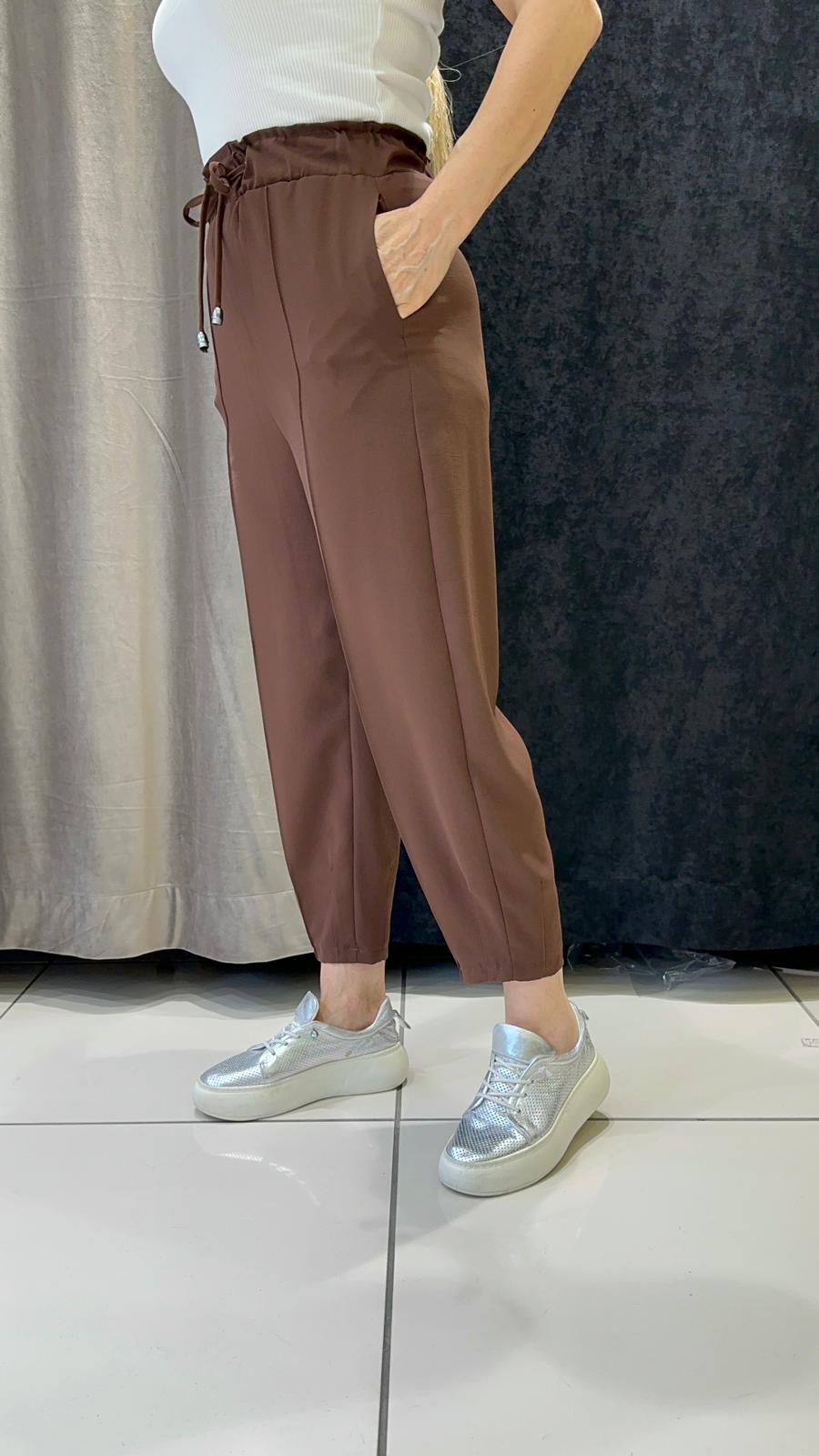 JOGUR PAÇA HELSİNKİ  BELİ LASTİKLİ PANTOLON - KAHVE