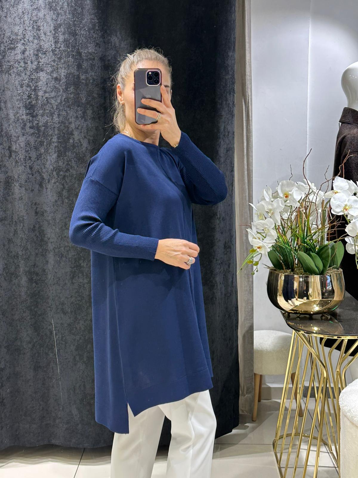 ORTASI DİKİŞ DETAYLI SOĞUK İP MESERİZE TRİKO - LACI