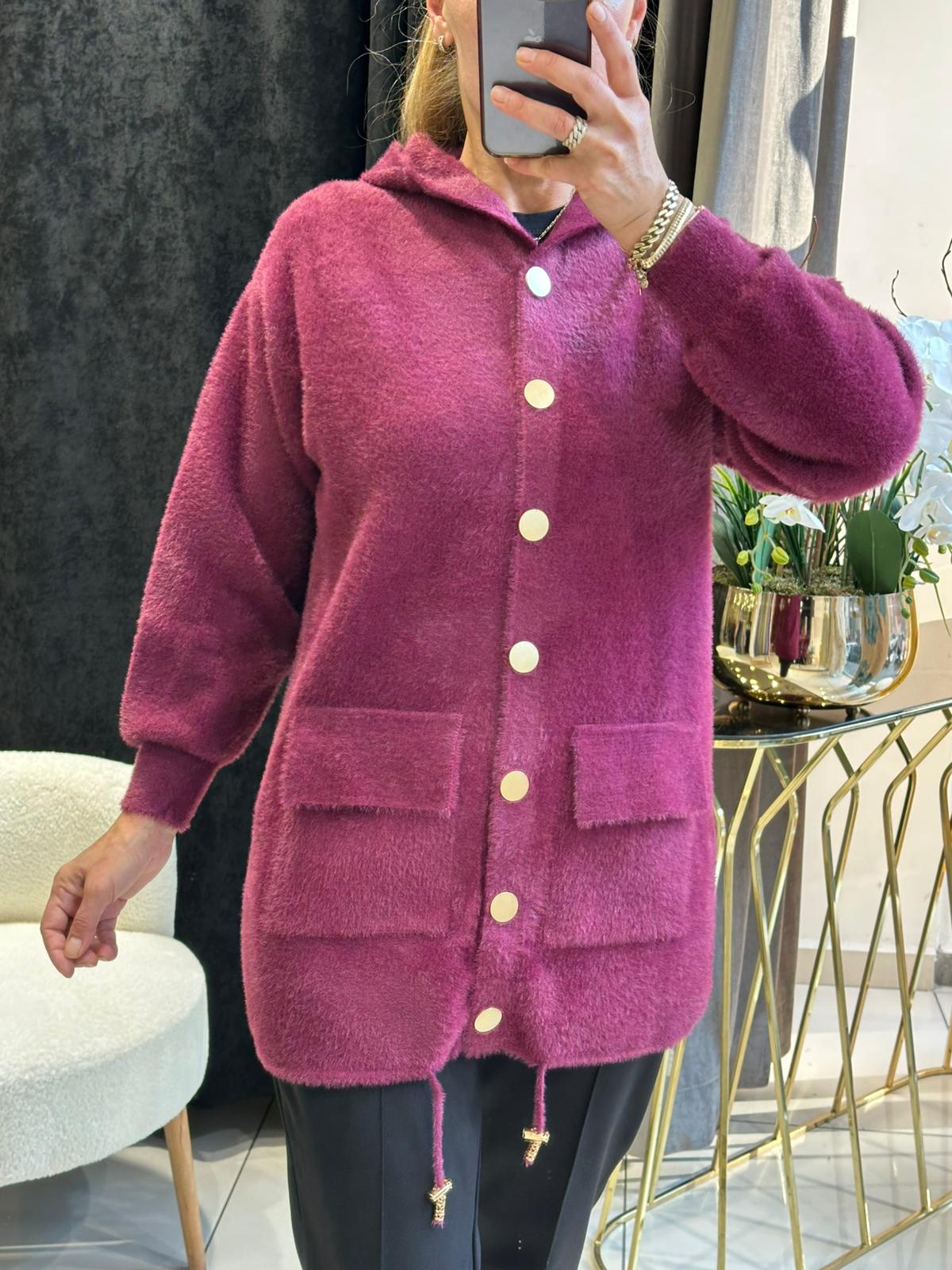 KILL İPLİK GOLD METAL DÜĞME DETAYLI HIRKA  - MÜRDÜM