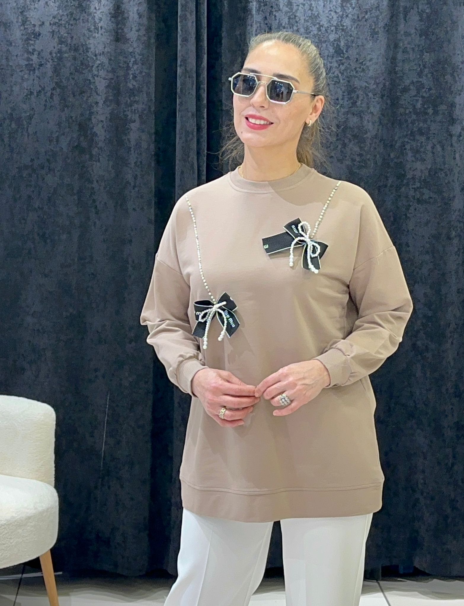 KUDALE VE İNCİ DETAY İKİ İPLİK PENYE TUNİK 